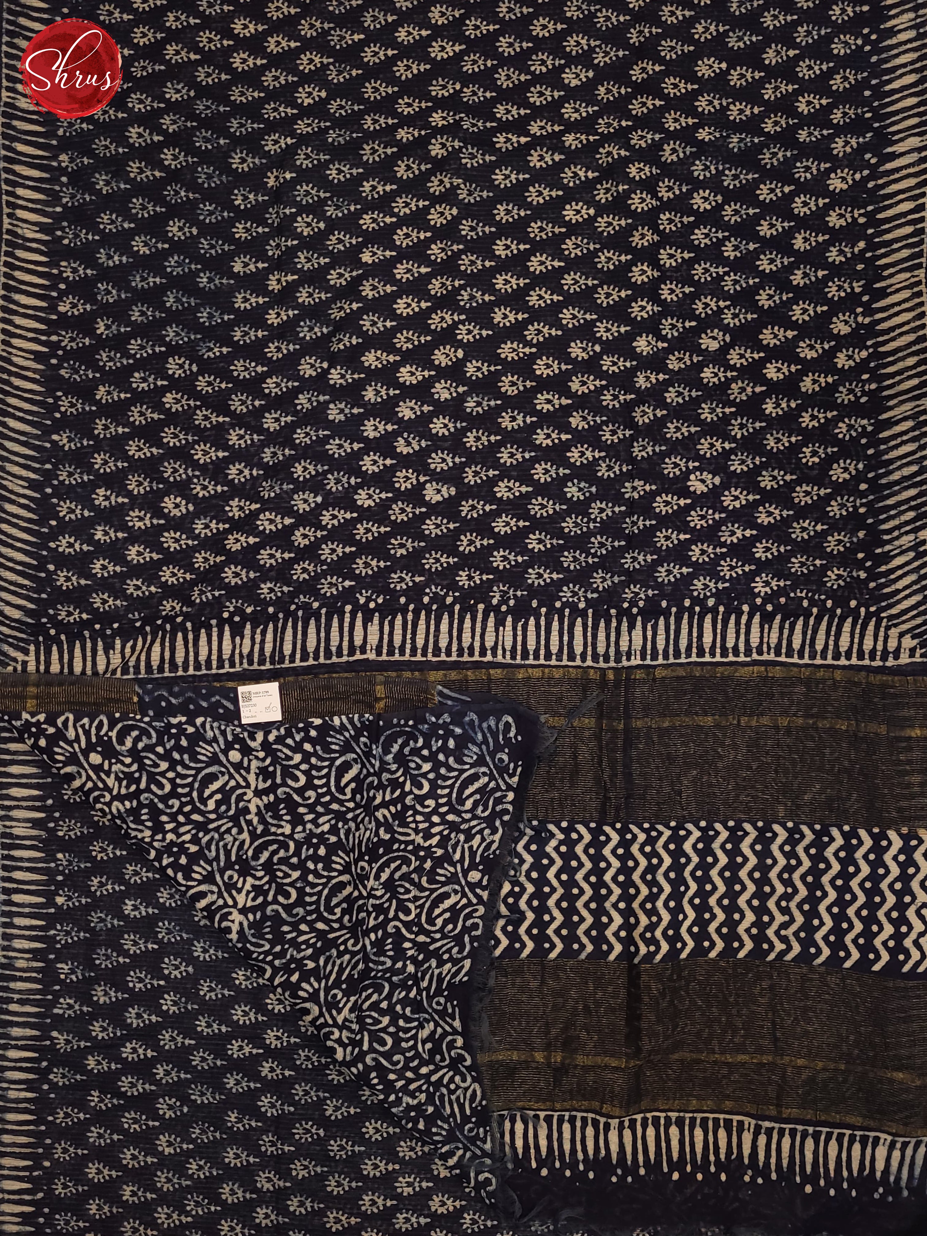 Navy Blue(Single Tone) - Chanderi Saree - Shop on ShrusEternity.com