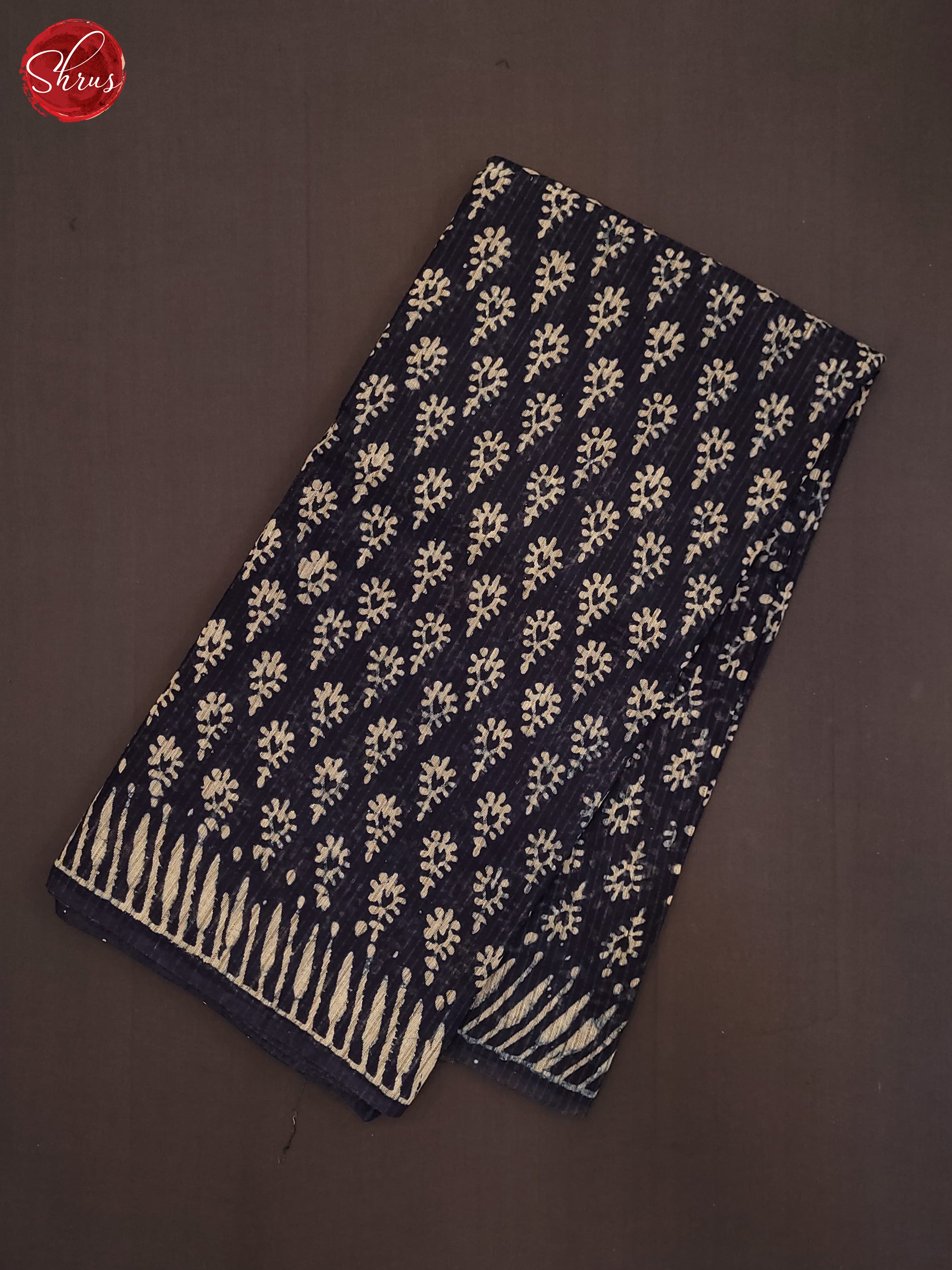 Navy Blue(Single Tone) - Chanderi Saree - Shop on ShrusEternity.com