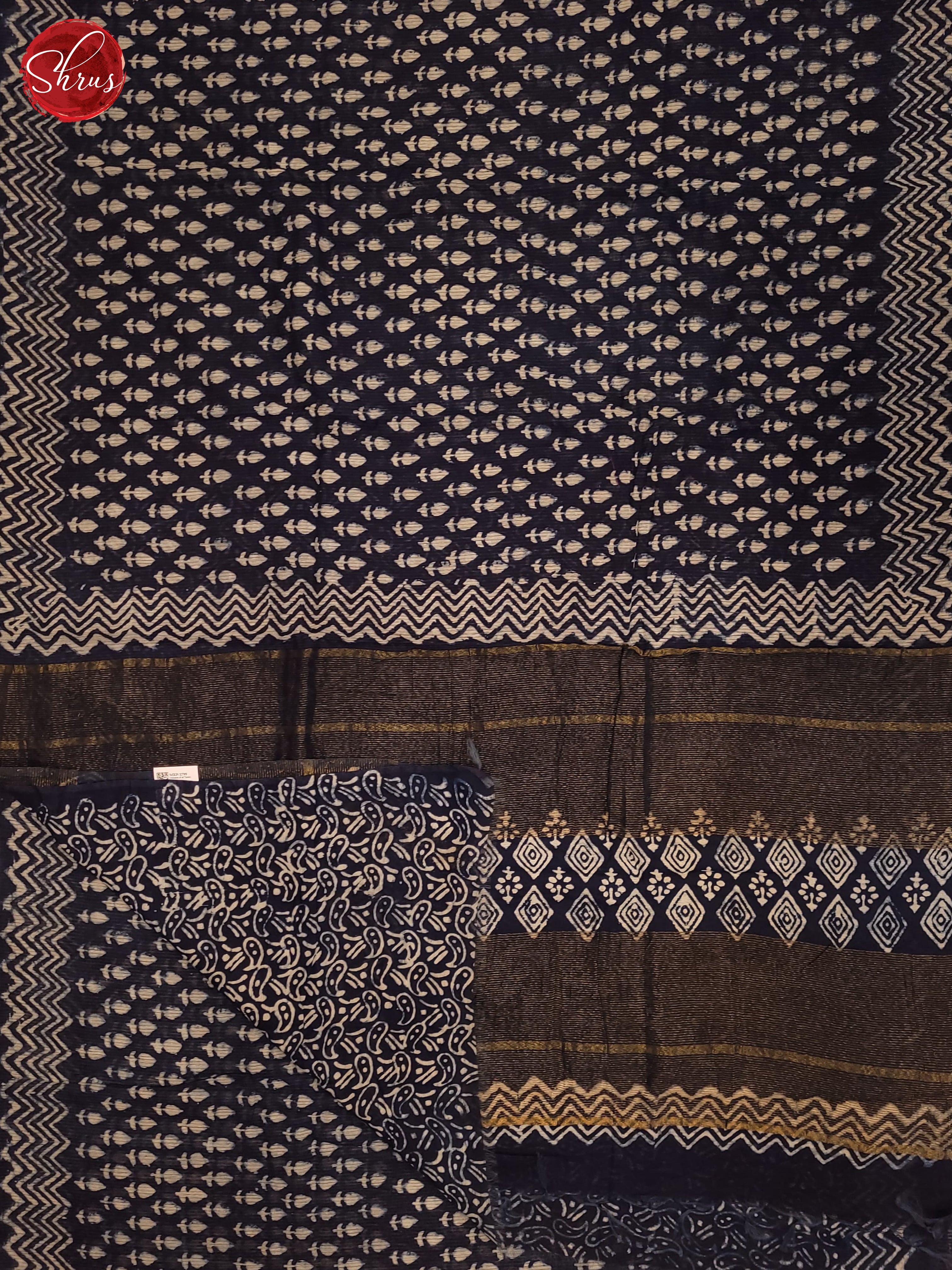 Navy Blue(Single Tone) - Chanderi Saree - Shop on ShrusEternity.com