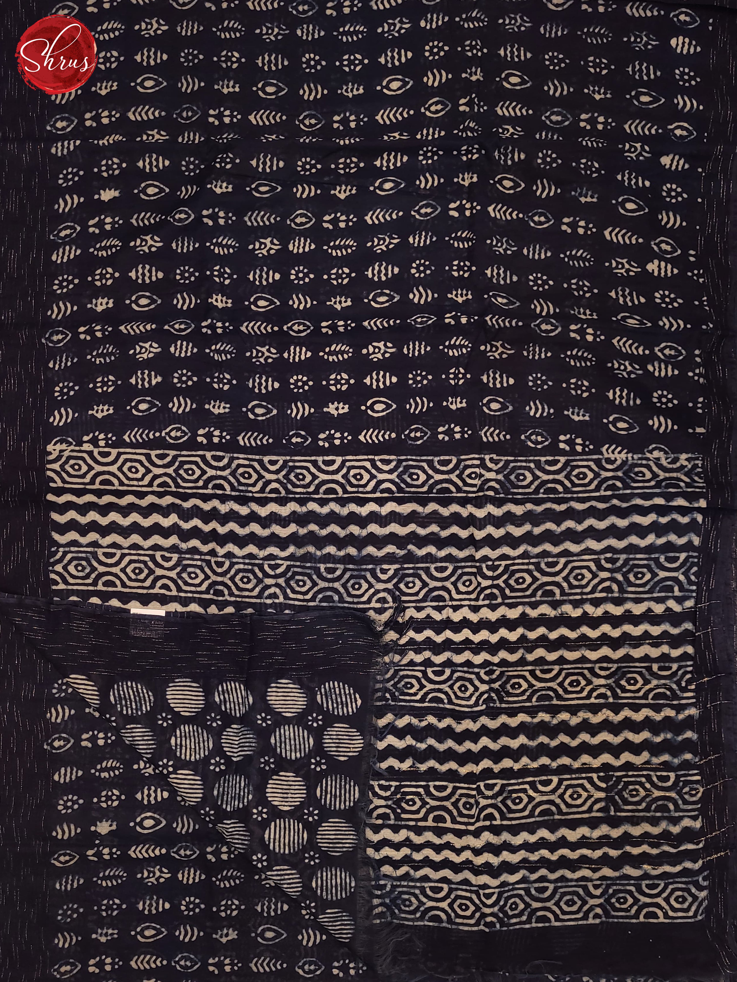 Navy Blue(Single Tone) - Chanderi Saree - Shop on ShrusEternity.com