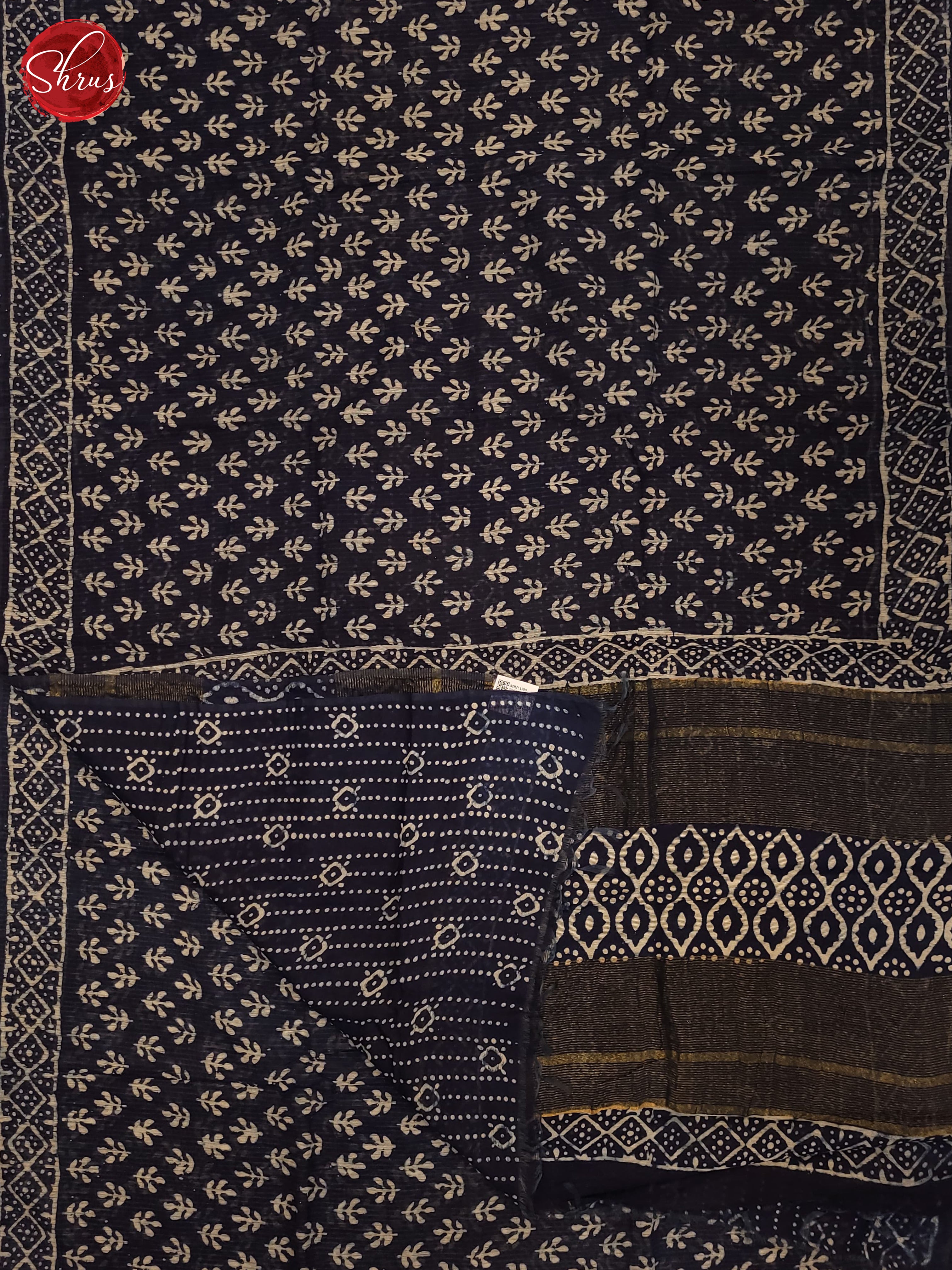 Navy Blue(Single Tone)- Chanderi Saree - Shop on ShrusEternity.com