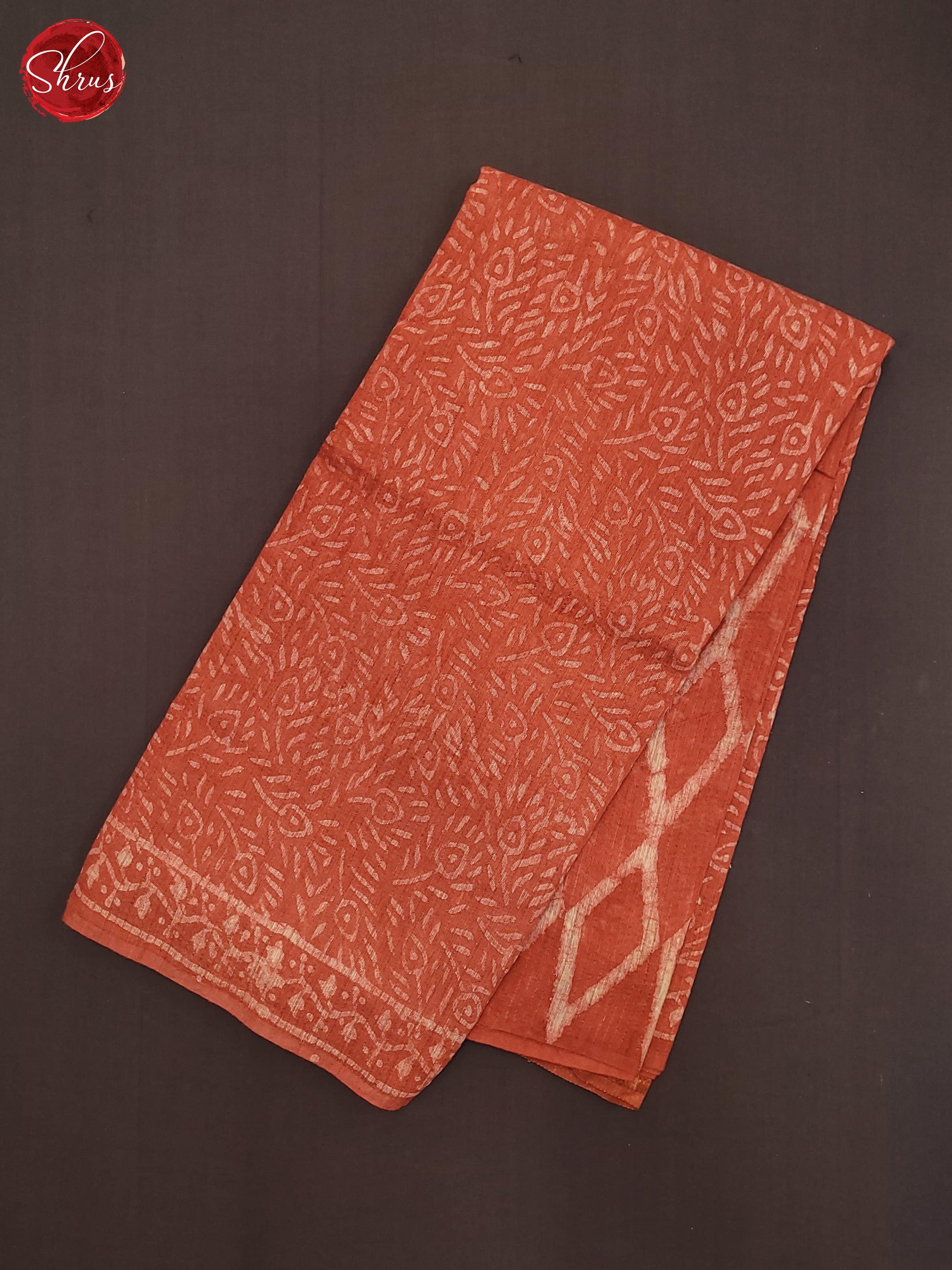 Brick Orange(Single Tone) - Chanderi Saree - Shop on ShrusEternity.com