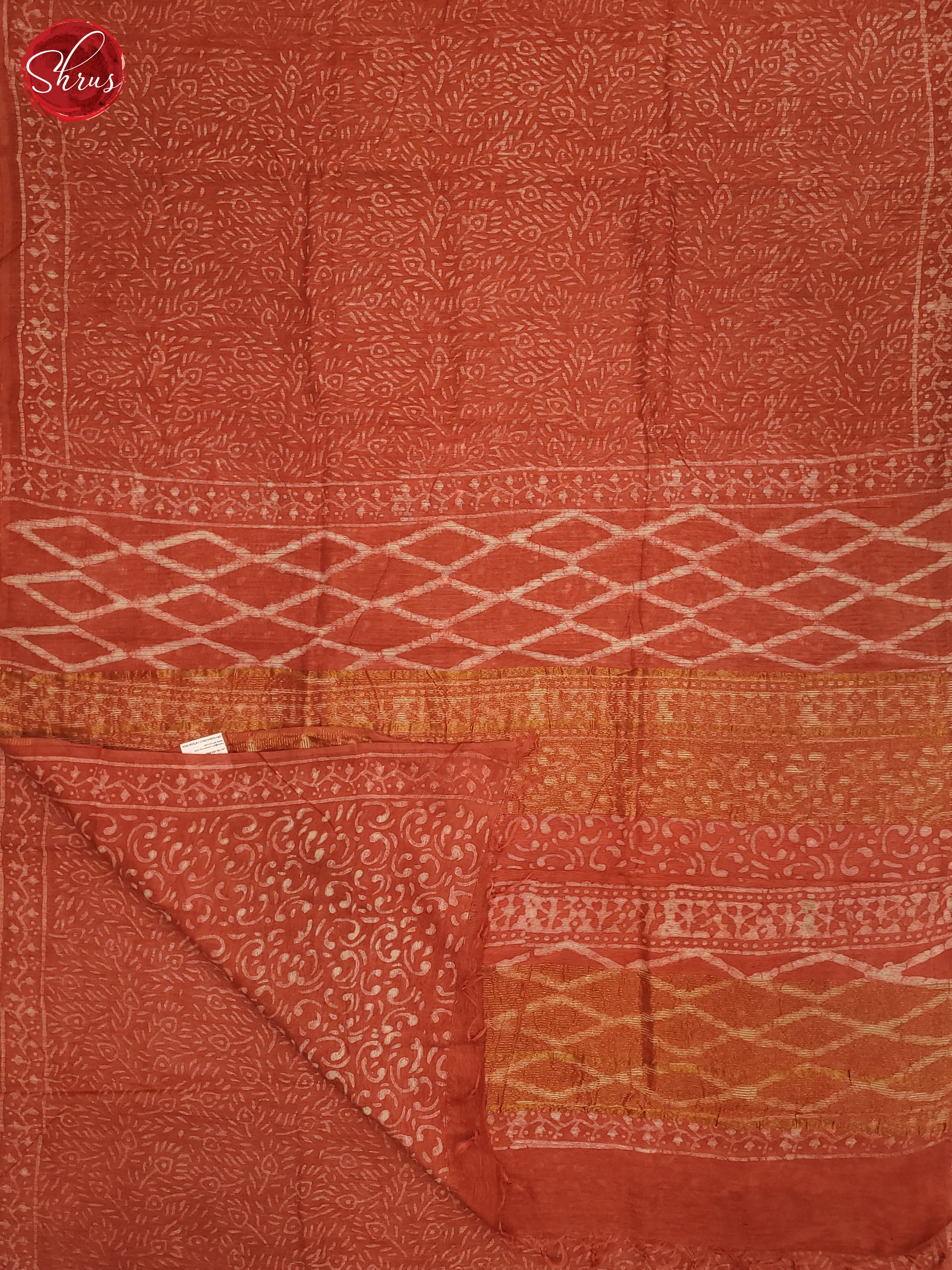 Brick Orange(Single Tone) - Chanderi Saree - Shop on ShrusEternity.com