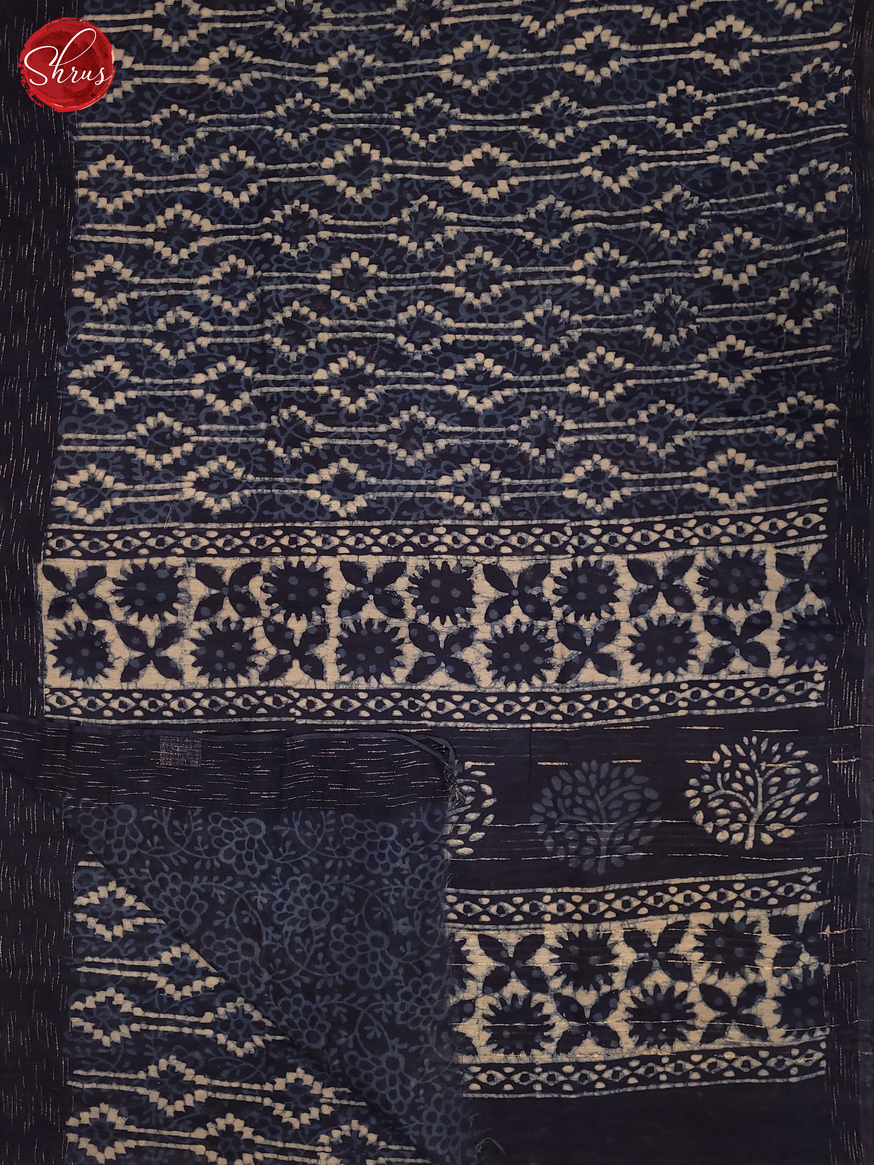 Navy Blue(Single Tone) - Chanderi Saree - Shop on ShrusEternity.com