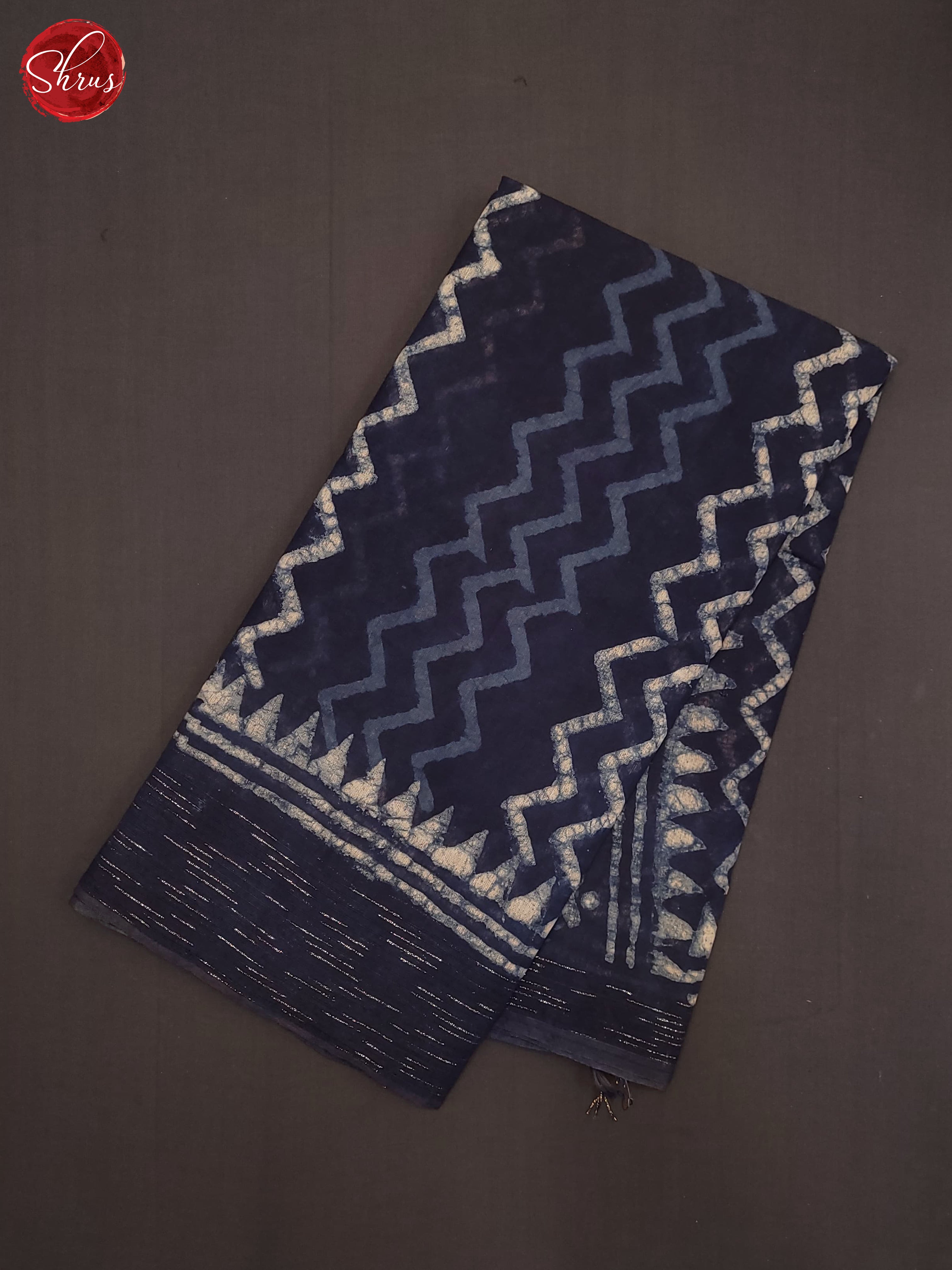 Navy Blue(Single Tone)- Chanderi Saree - Shop on ShrusEternity.com