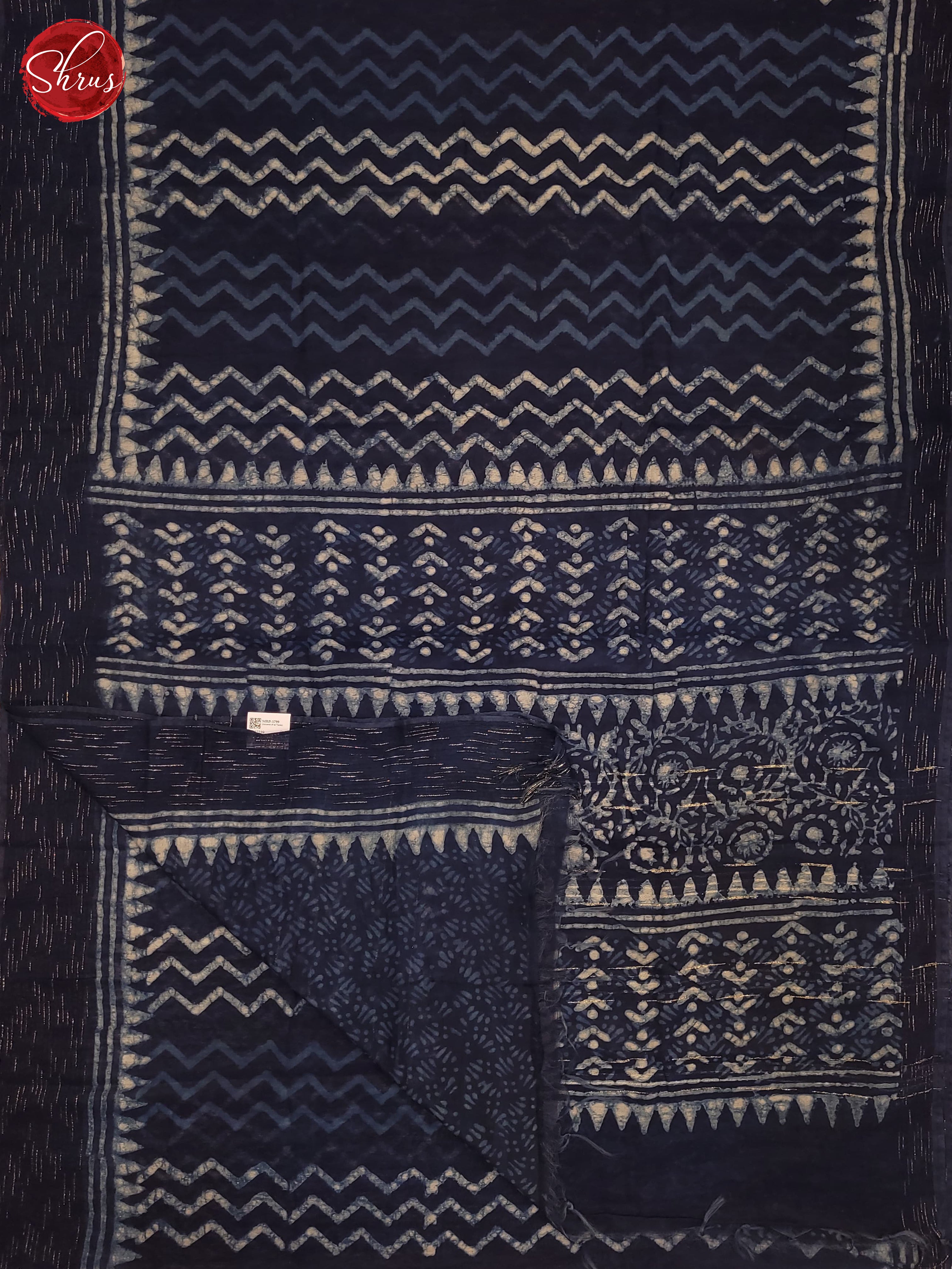 Navy Blue(Single Tone)- Chanderi Saree - Shop on ShrusEternity.com