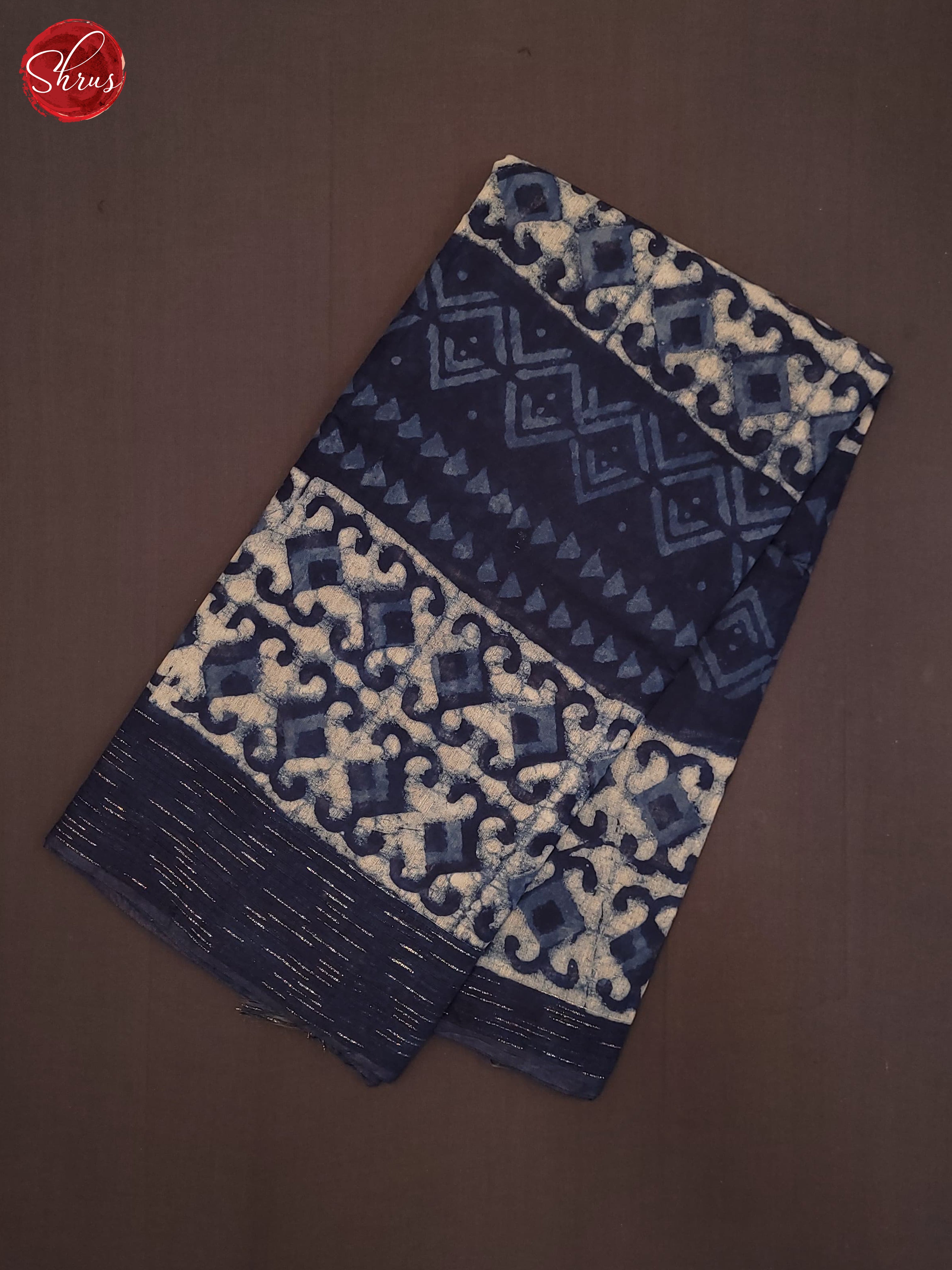 Navy Blue(Single Tone)- Chanderi Saree - Shop on ShrusEternity.com