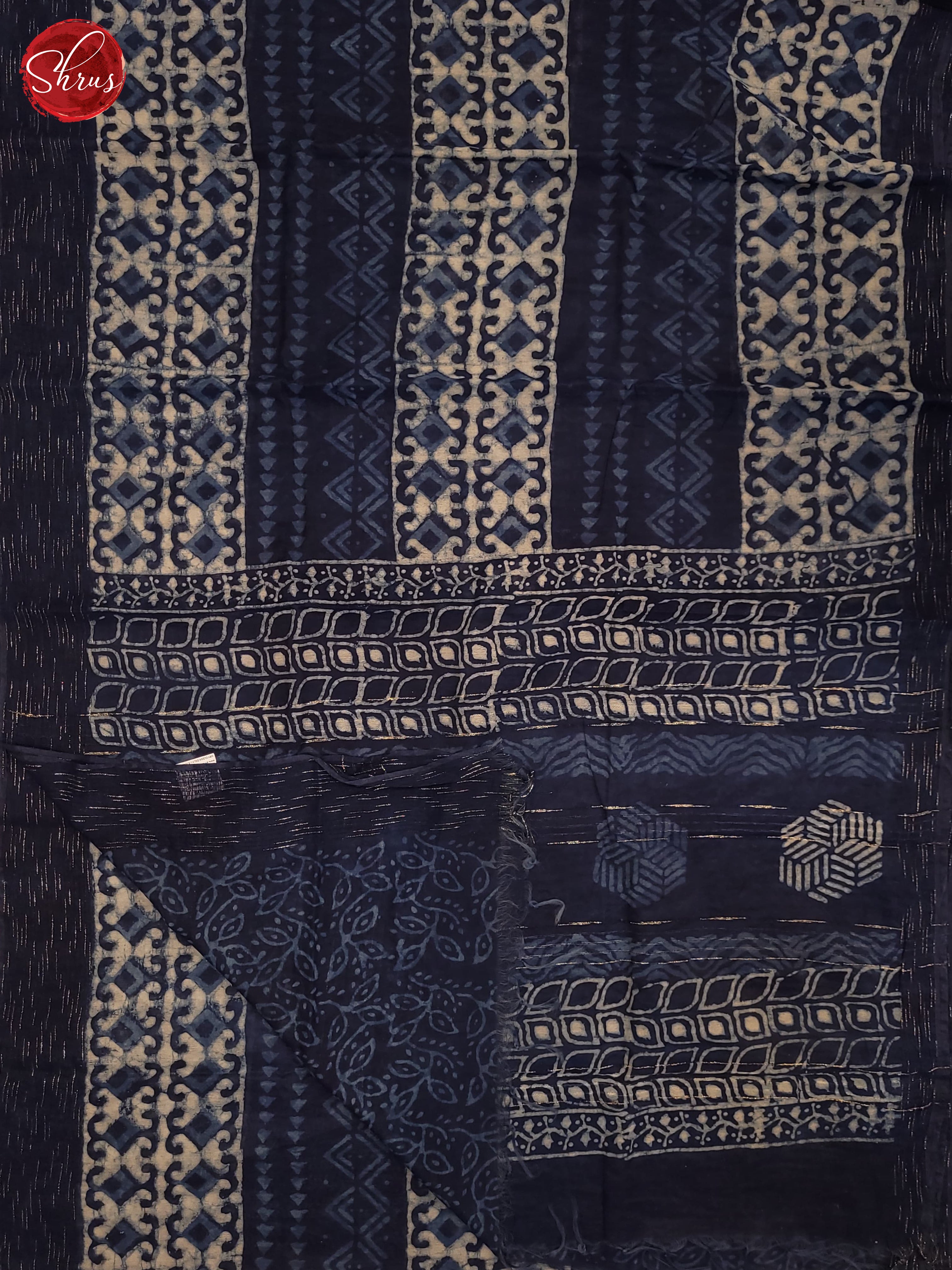 Navy Blue(Single Tone)- Chanderi Saree - Shop on ShrusEternity.com