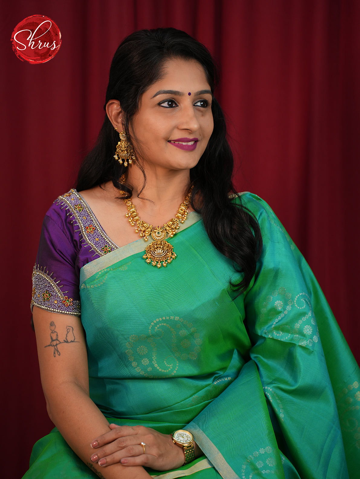 Green & Blue - Soft Silk Saree - Shop on ShrusEternity.com