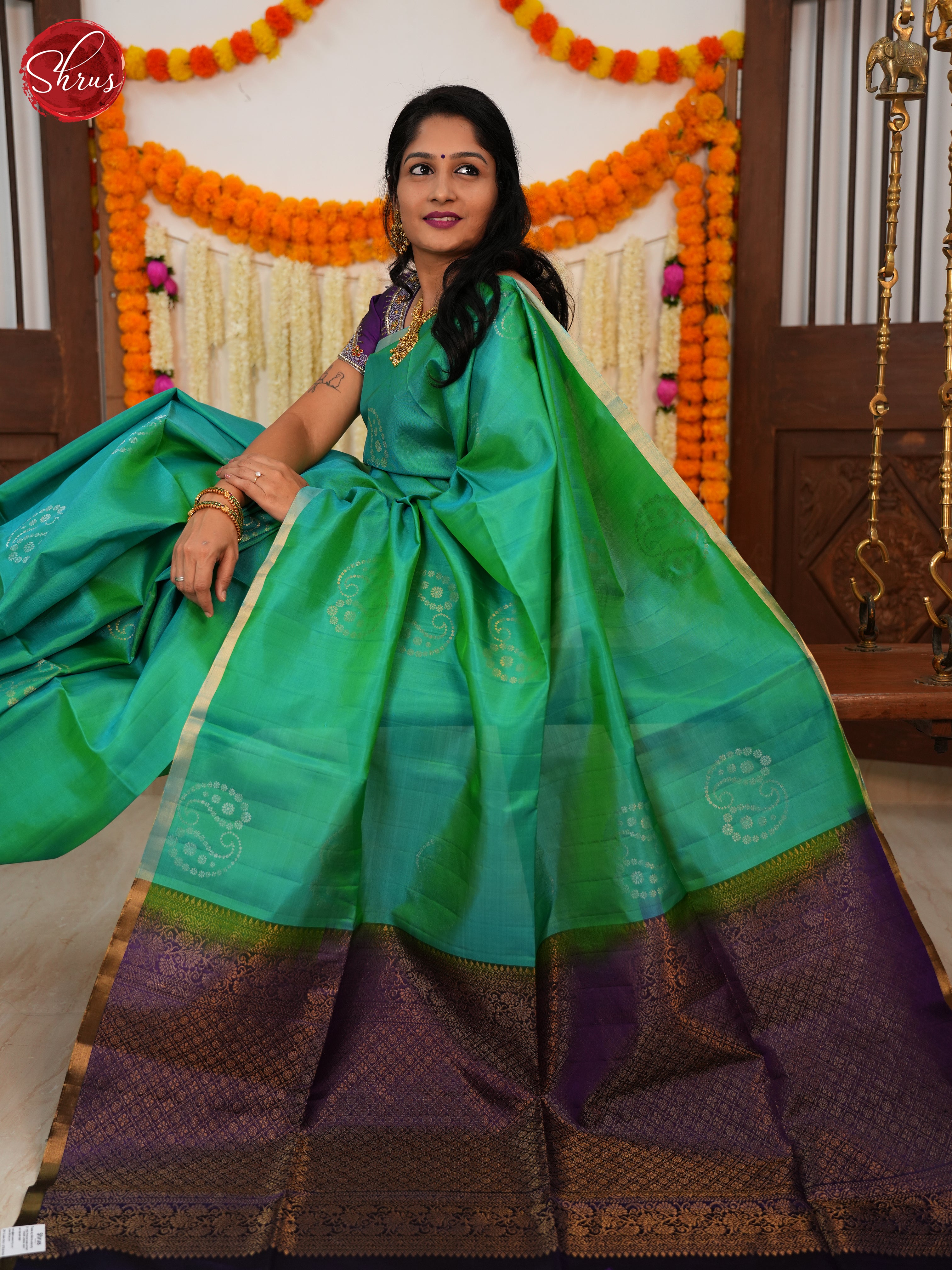 Green & Blue - Soft Silk Saree - Shop on ShrusEternity.com