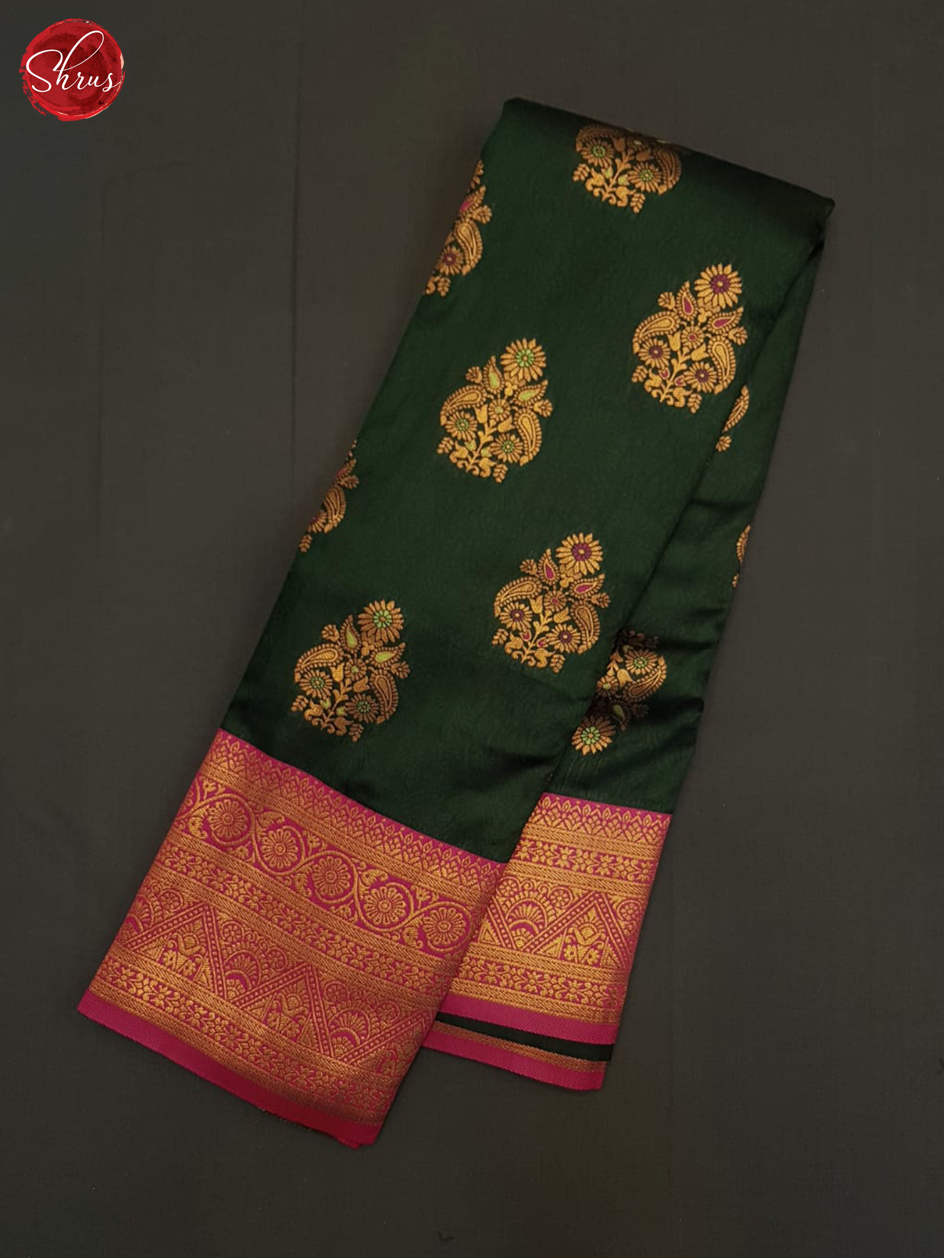 Green And Pink-Semi Kanchipuram Saree - Shop on ShrusEternity.com