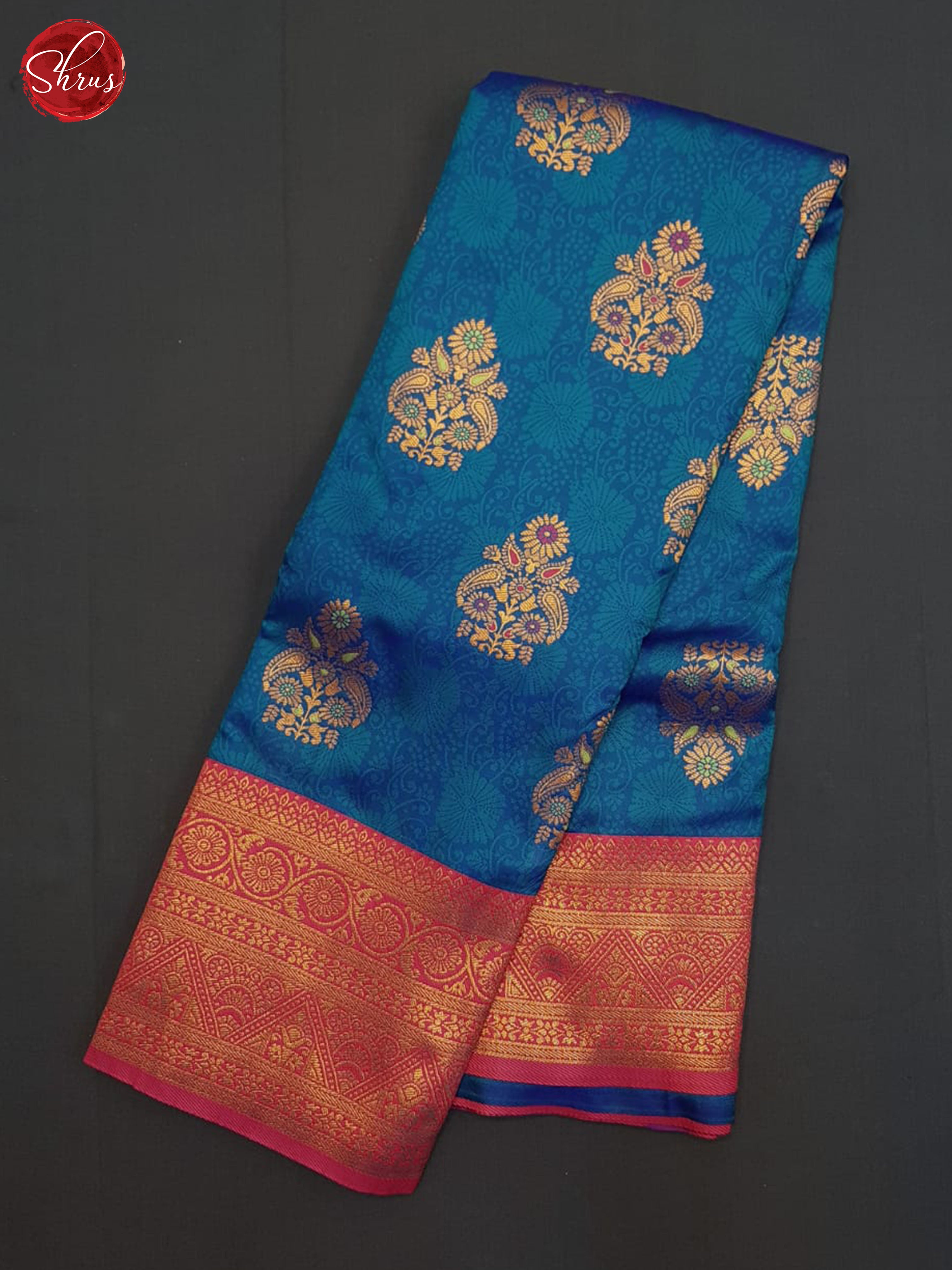 Blue And Pink-Semi Kanchipuram saree - Shop on ShrusEternity.com