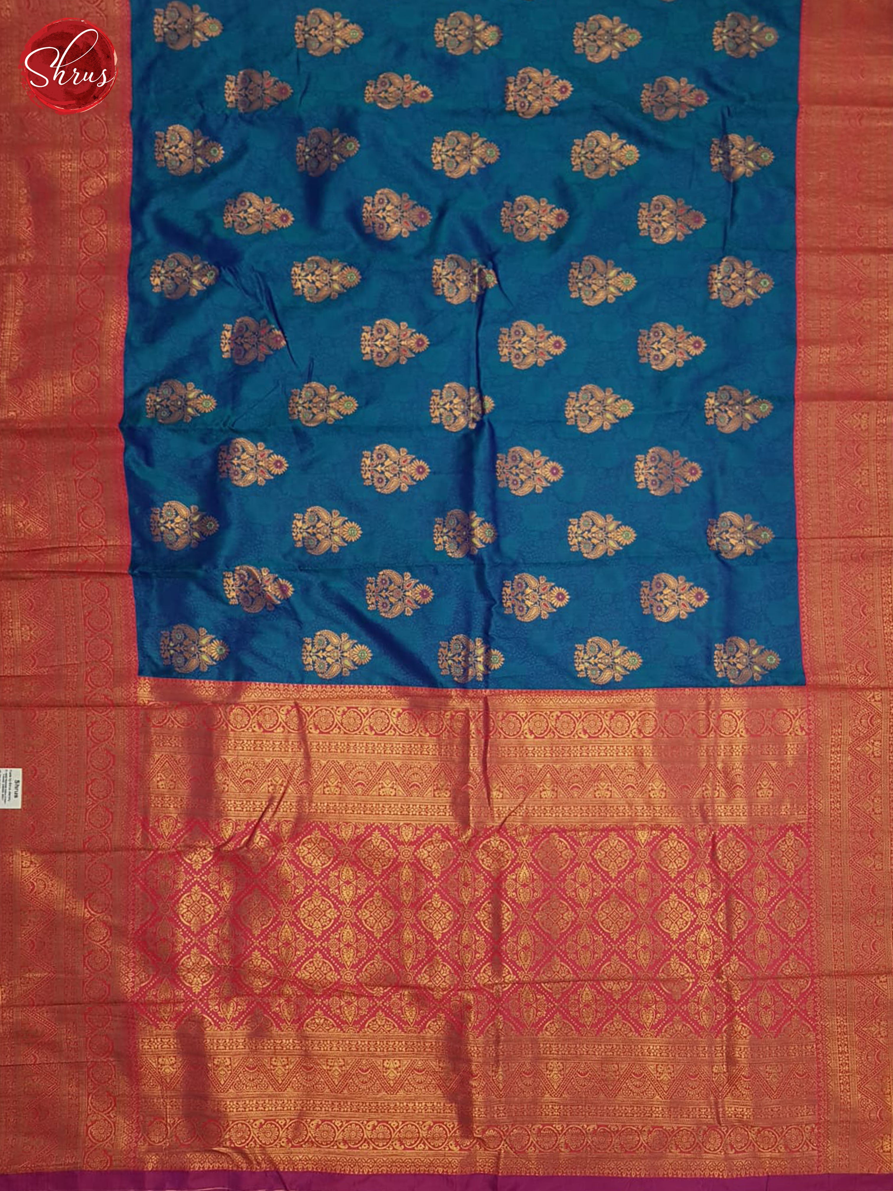 Blue And Pink-Semi Kanchipuram saree - Shop on ShrusEternity.com