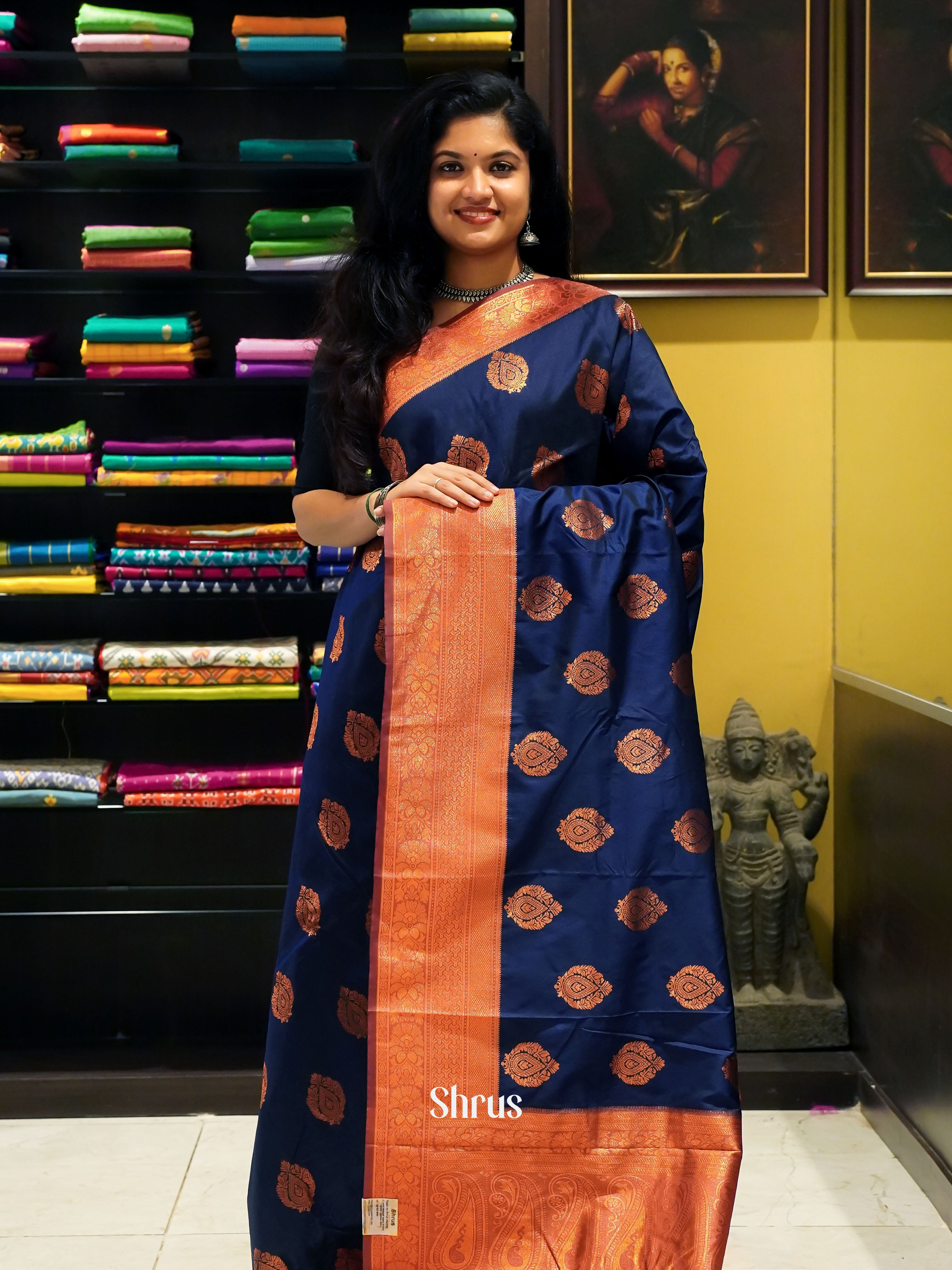 Blue And Pink - semi kanchipuram saree - Shop on ShrusEternity.com