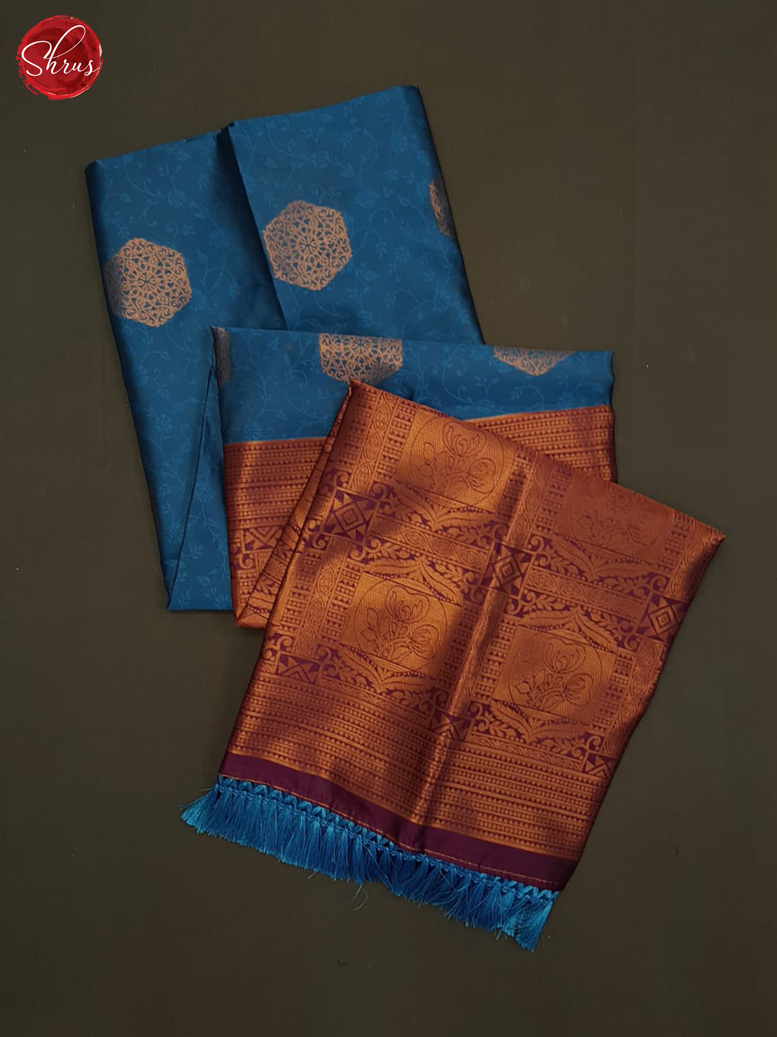 Blue And Wine- Semi soft silk saree - Shop on ShrusEternity.com