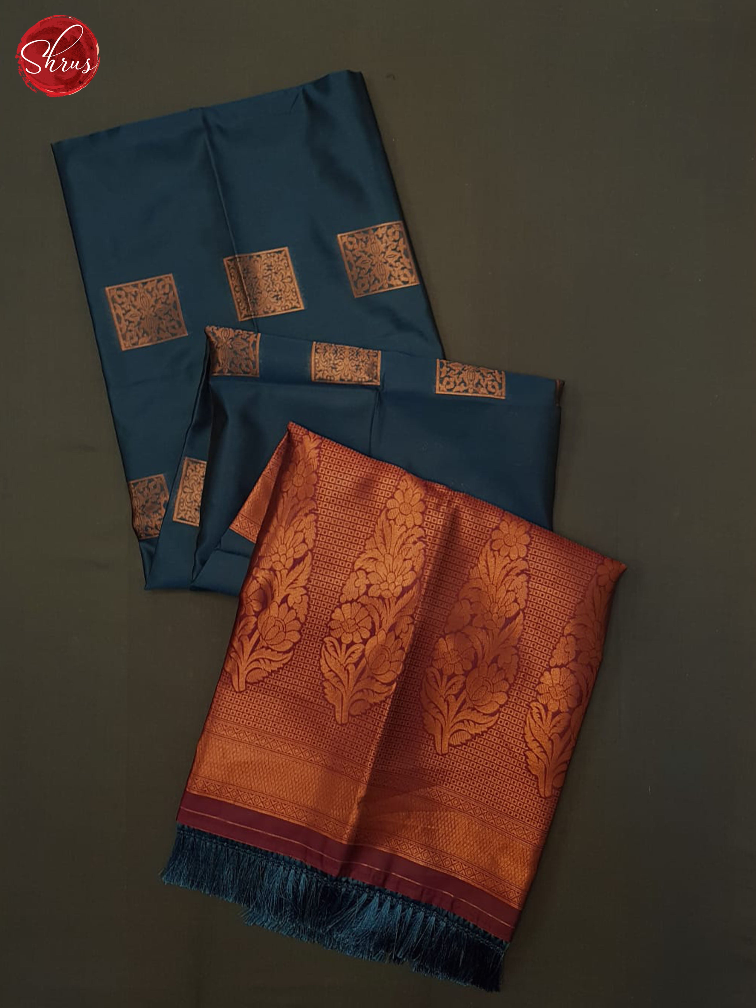 Blue And Araku Maroon- Semi soft silk saree - Shop on ShrusEternity.com