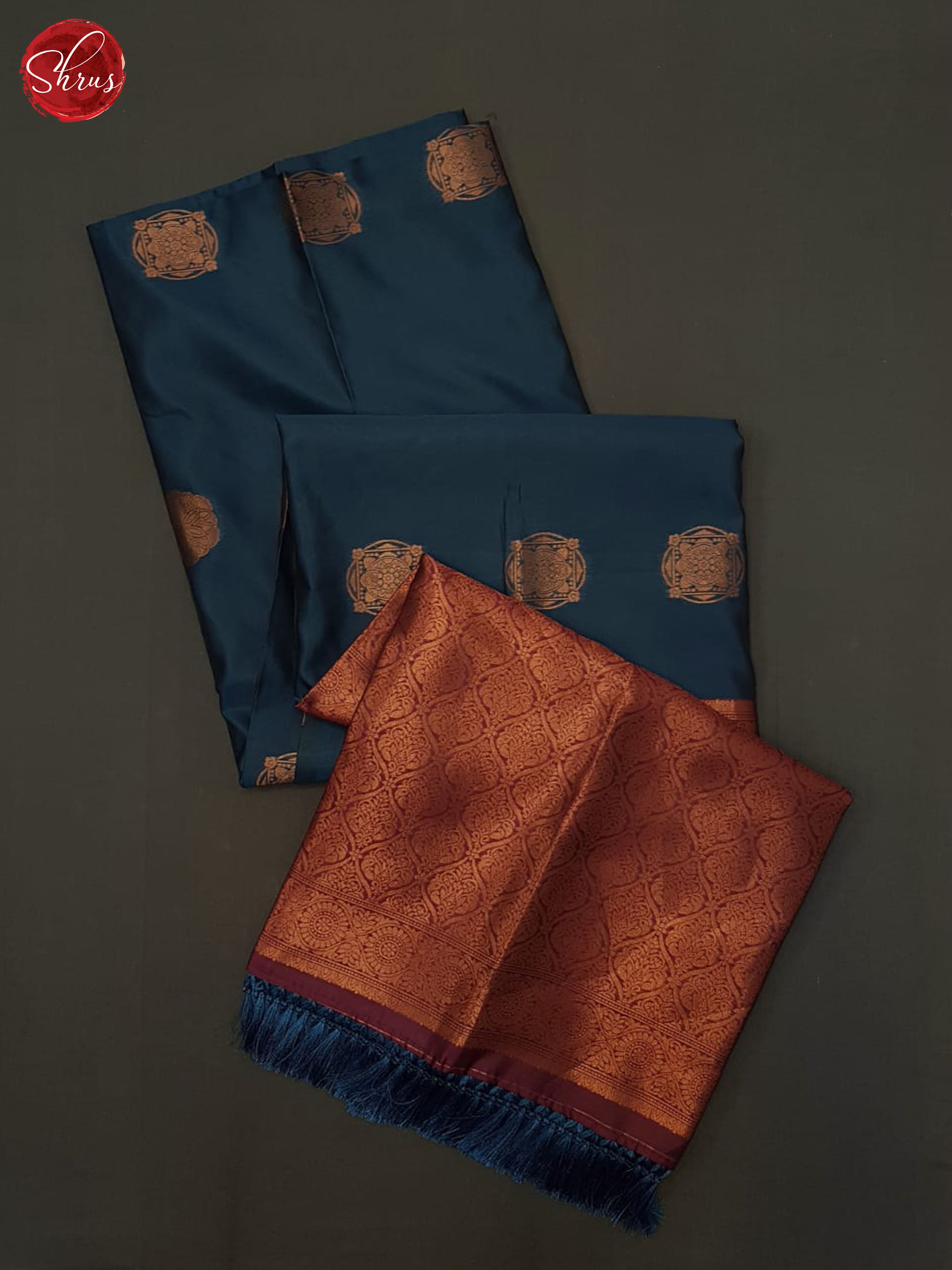 Blue And Wine- semi soft silk saree - Shop on ShrusEternity.com