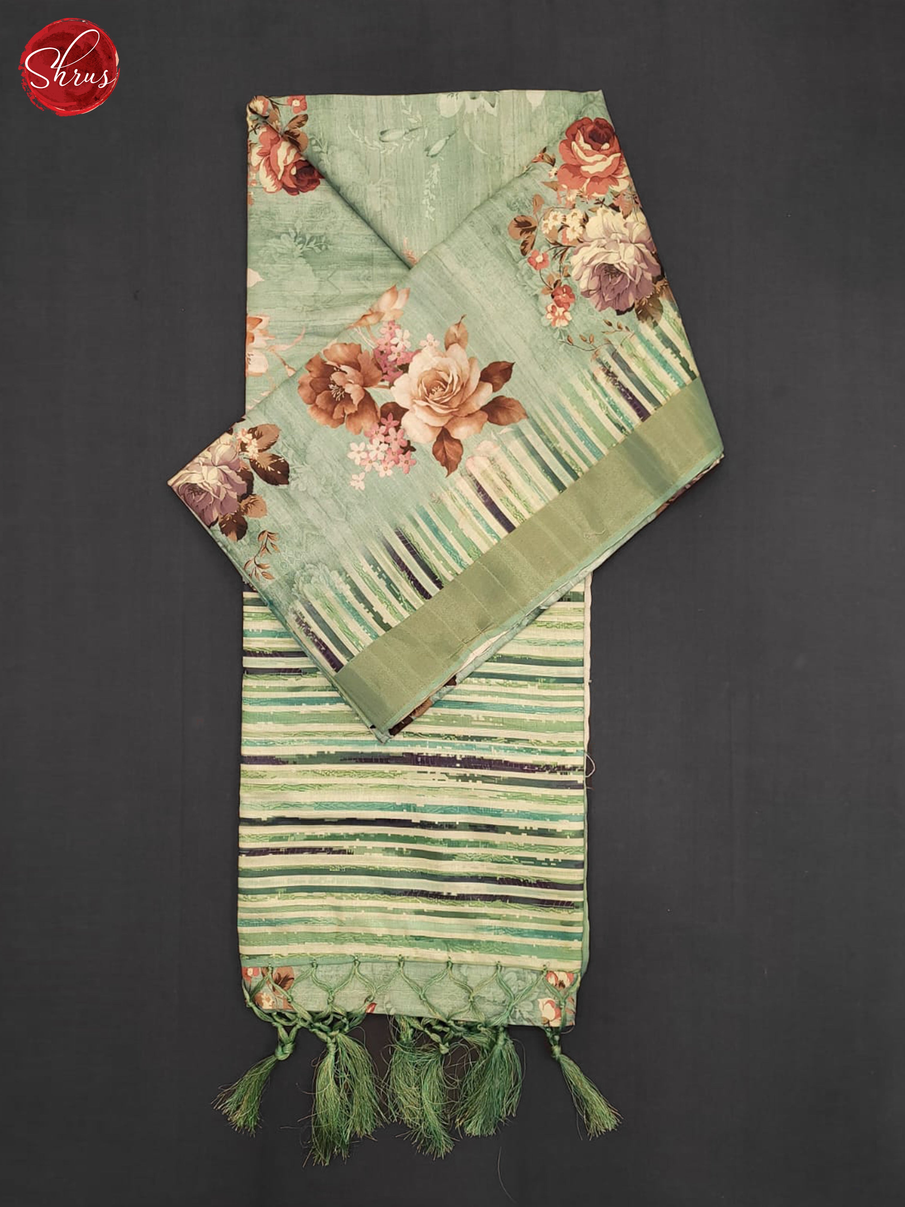 Teal Green - Semi Tussar Saree - Shop on ShrusEternity.com