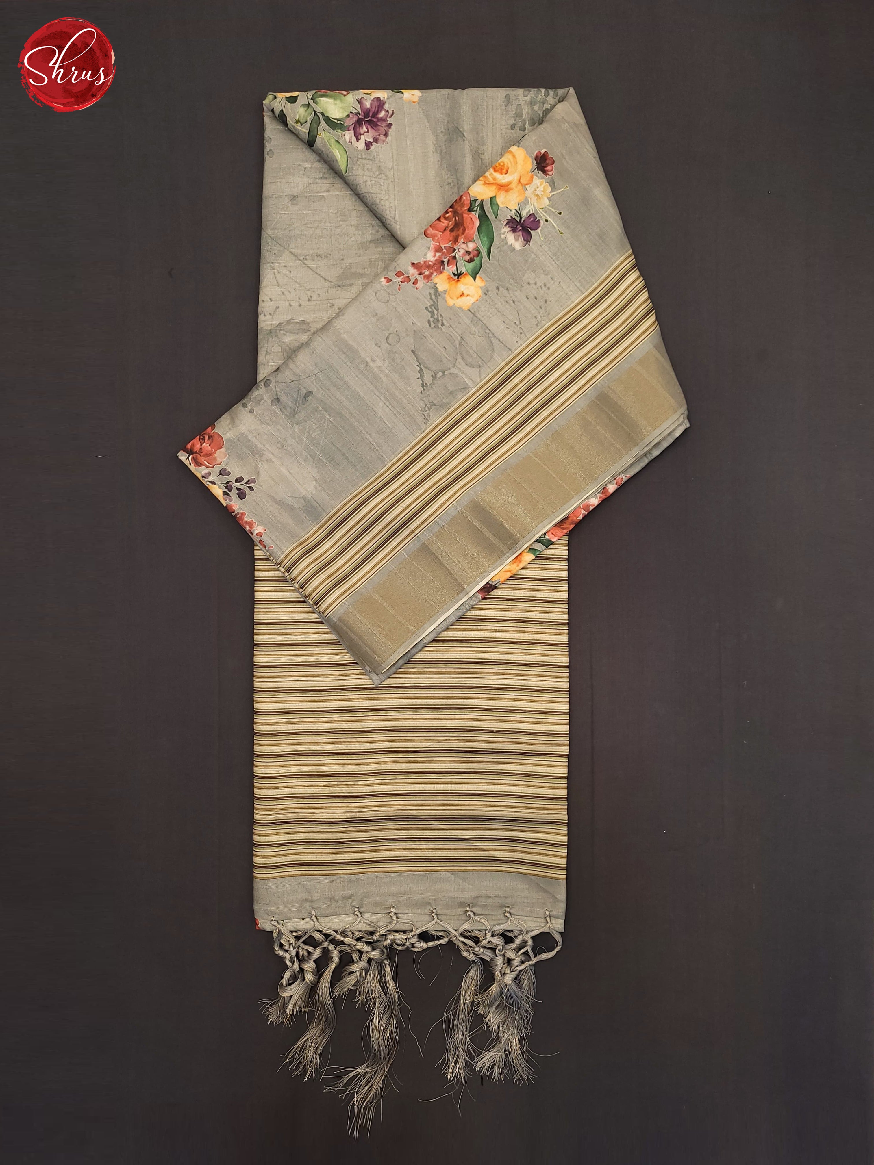 Grey & Beige - Semi Tussar Saree - Shop on ShrusEternity.com