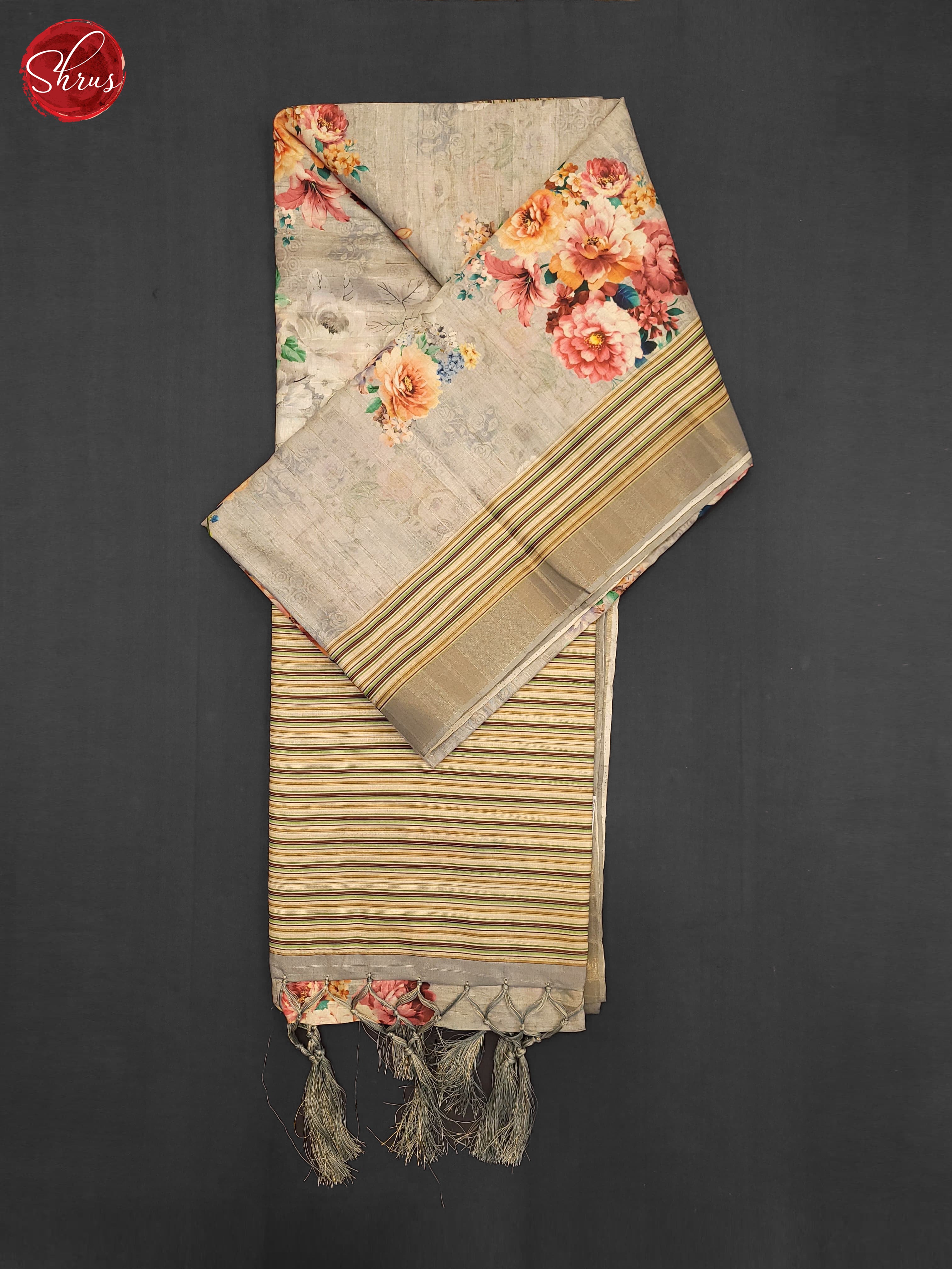 Grey & Beige - Semi Tussar Saree - Shop on ShrusEternity.com