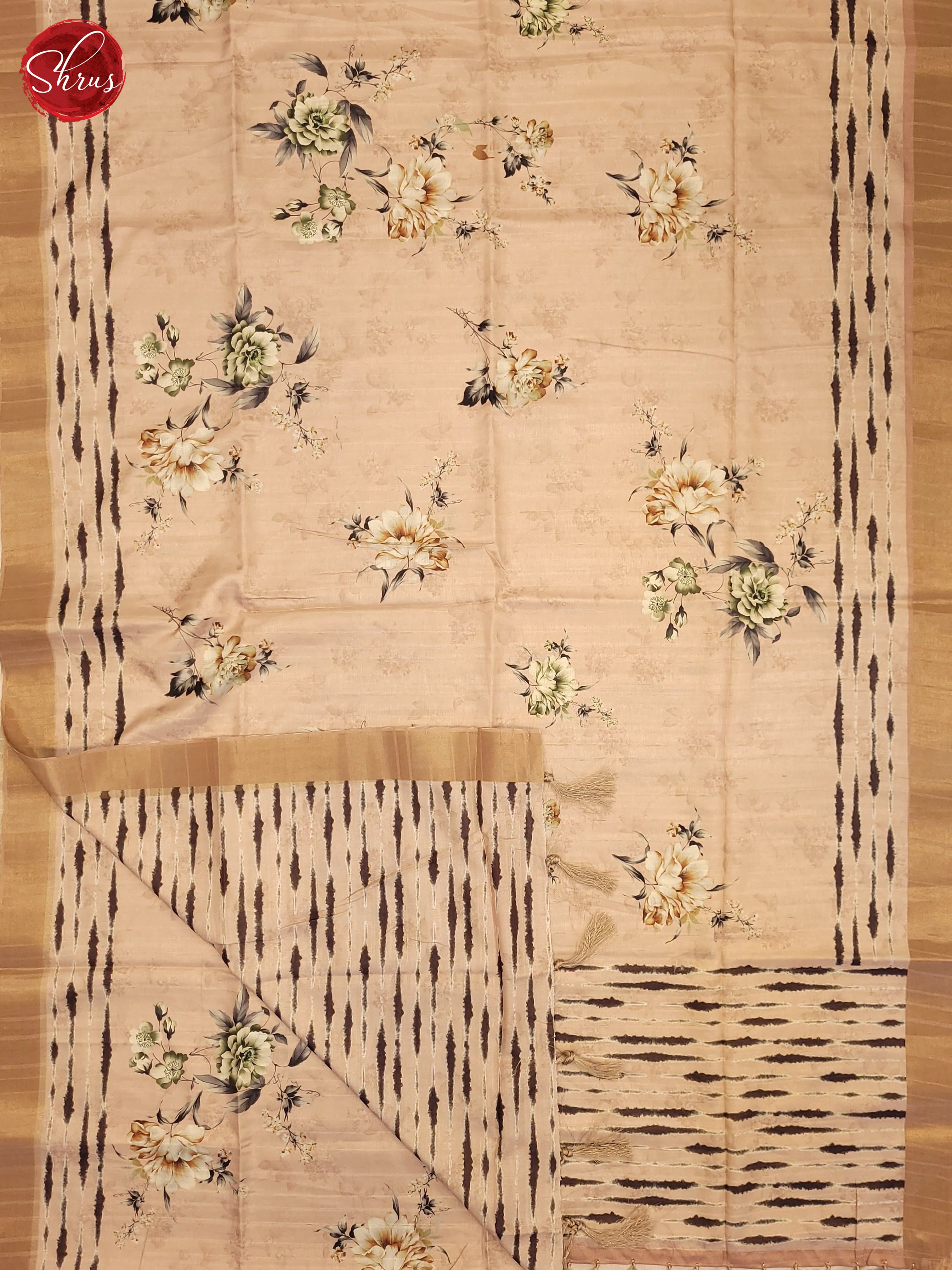 Peach & Black - Semi Tussar Saree - Shop on ShrusEternity.com