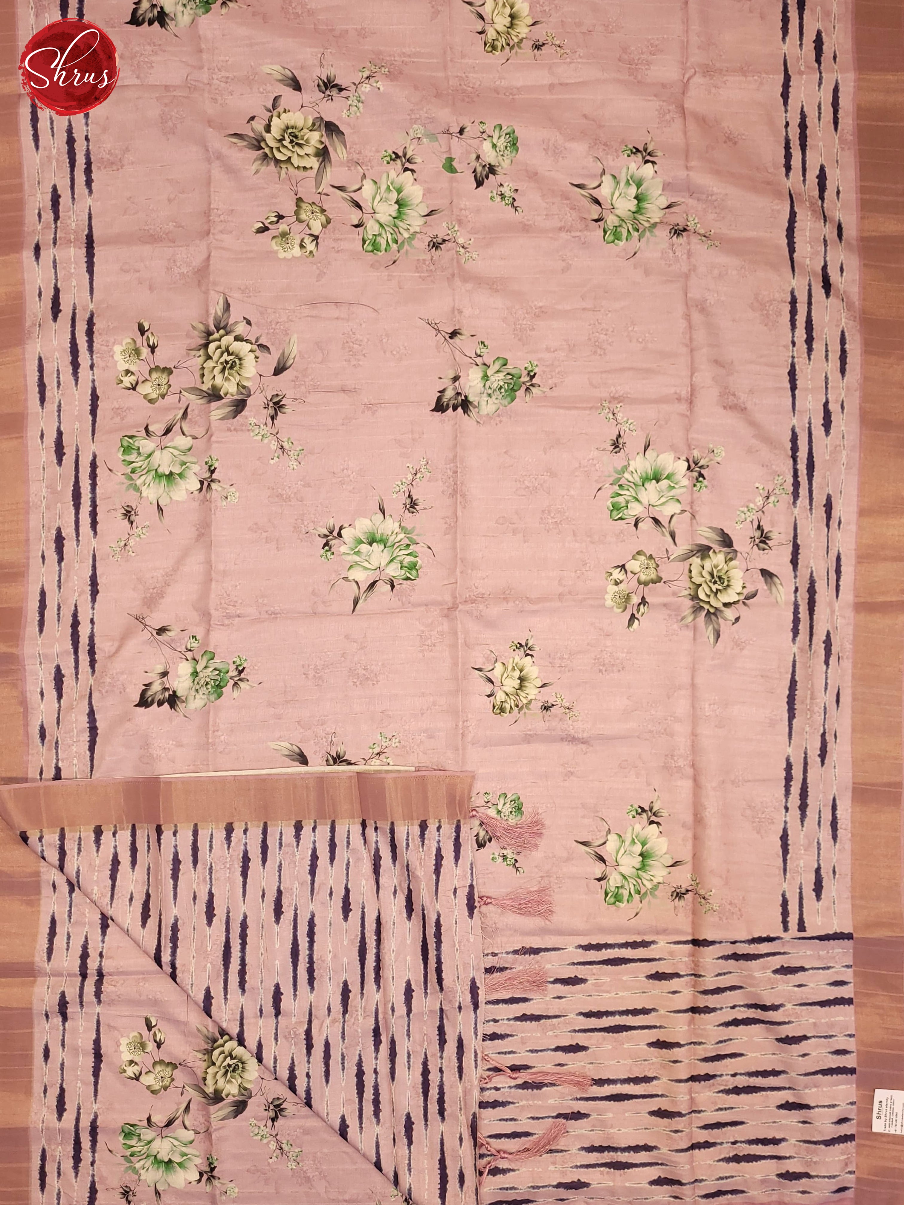 Pink &Black - Semi Tussar Saree - Shop on ShrusEternity.com