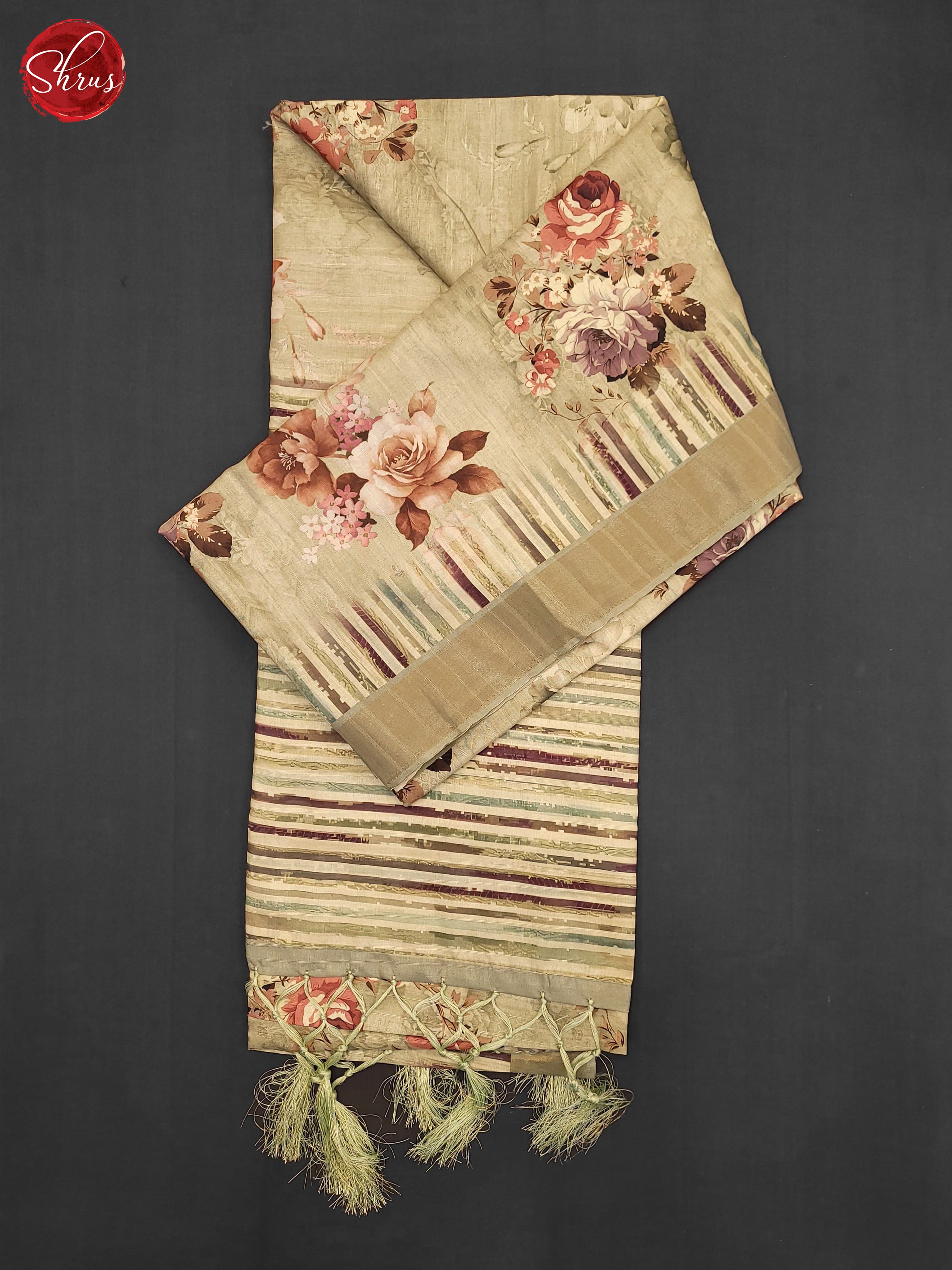 Pista & Beige- Semi Tussar Saree - Shop on ShrusEternity.com