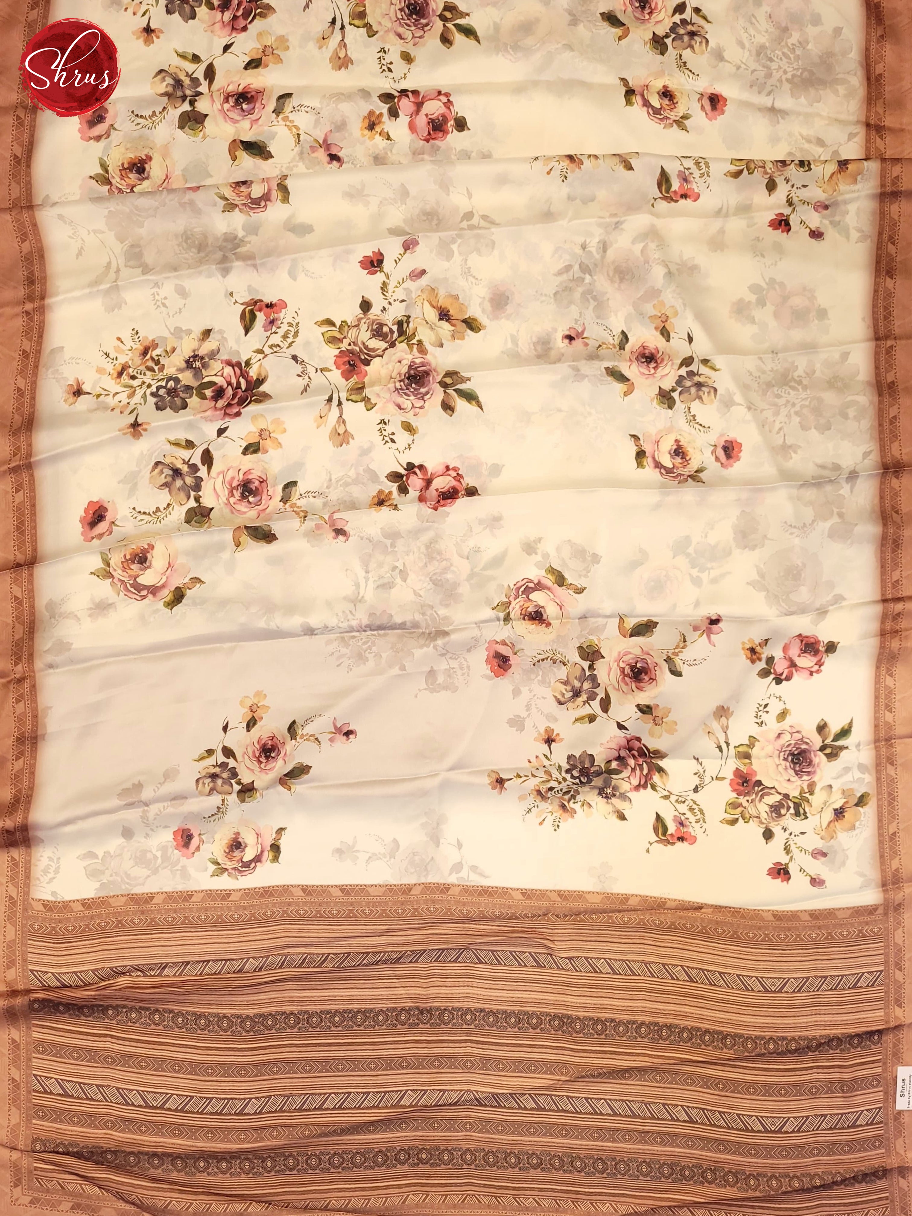 Cream & Brown- Semi Crepe Saree - Shop on ShrusEternity.com