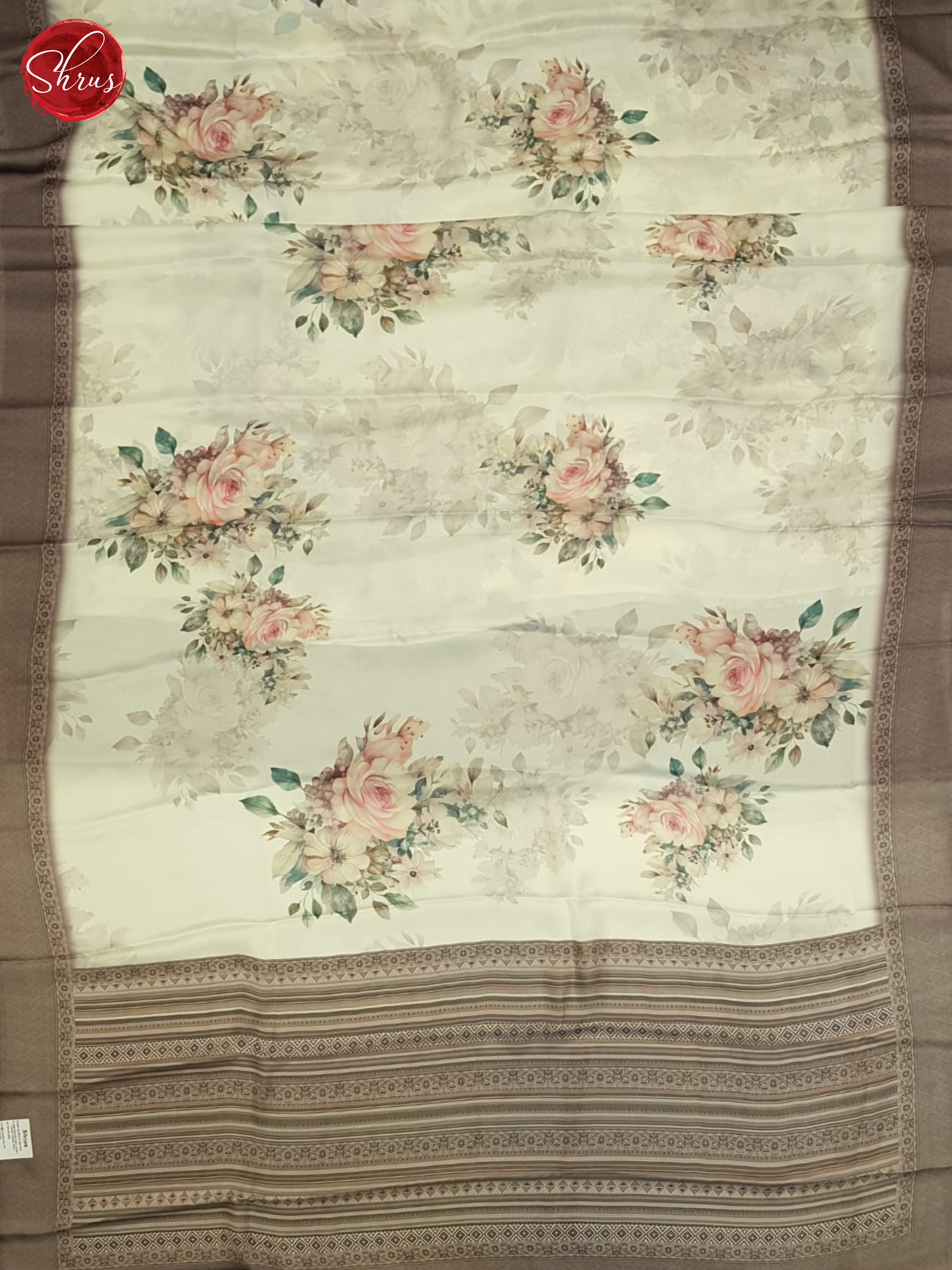 Cream And Brown- Semi Crepe Saree - Shop on ShrusEternity.com