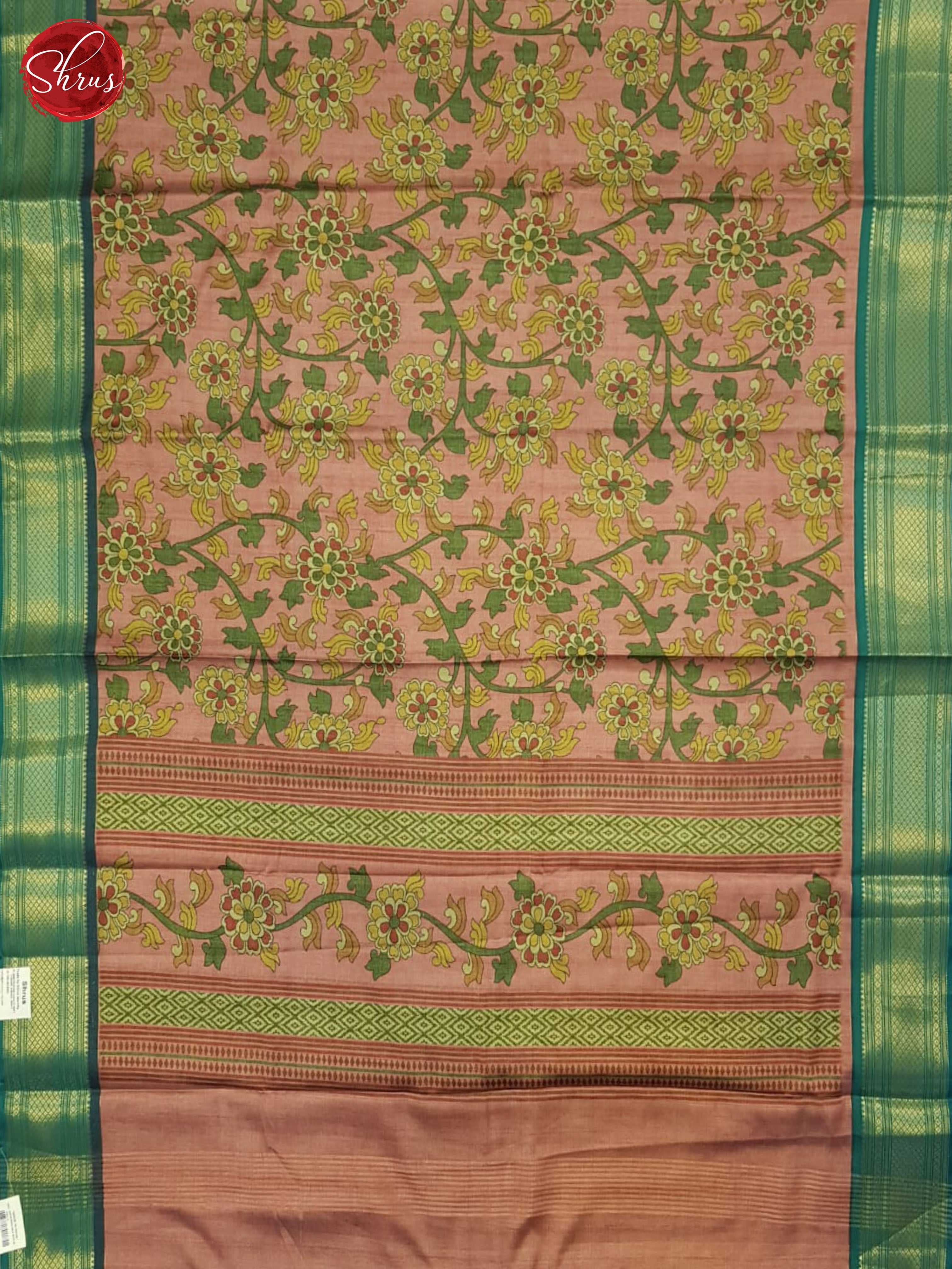 Dusty Pink & Green - Semi Crepe Saree - Shop on ShrusEternity.com