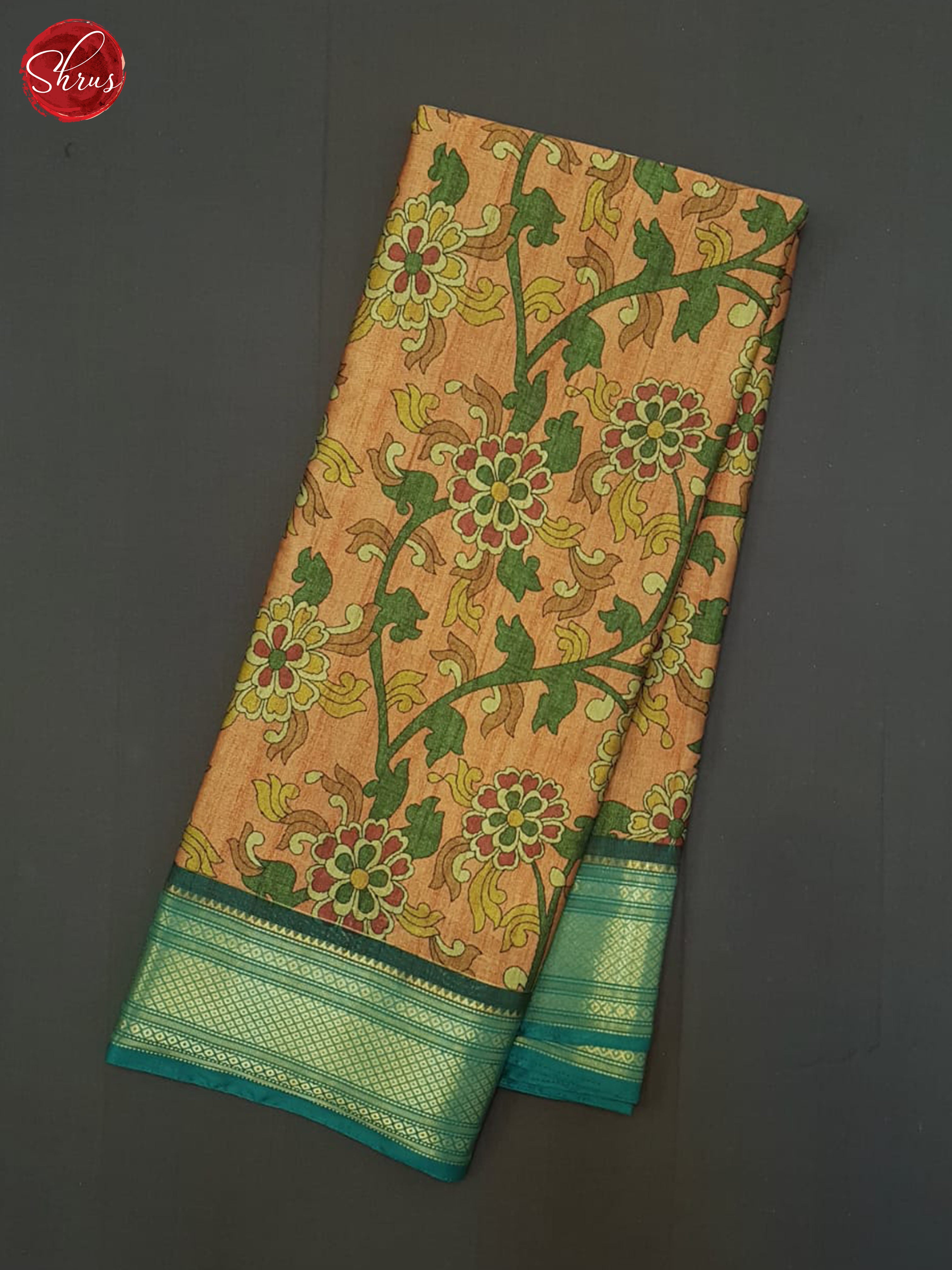 Pale Orange& Green- Semi Crepe Saree - Shop on ShrusEternity.com