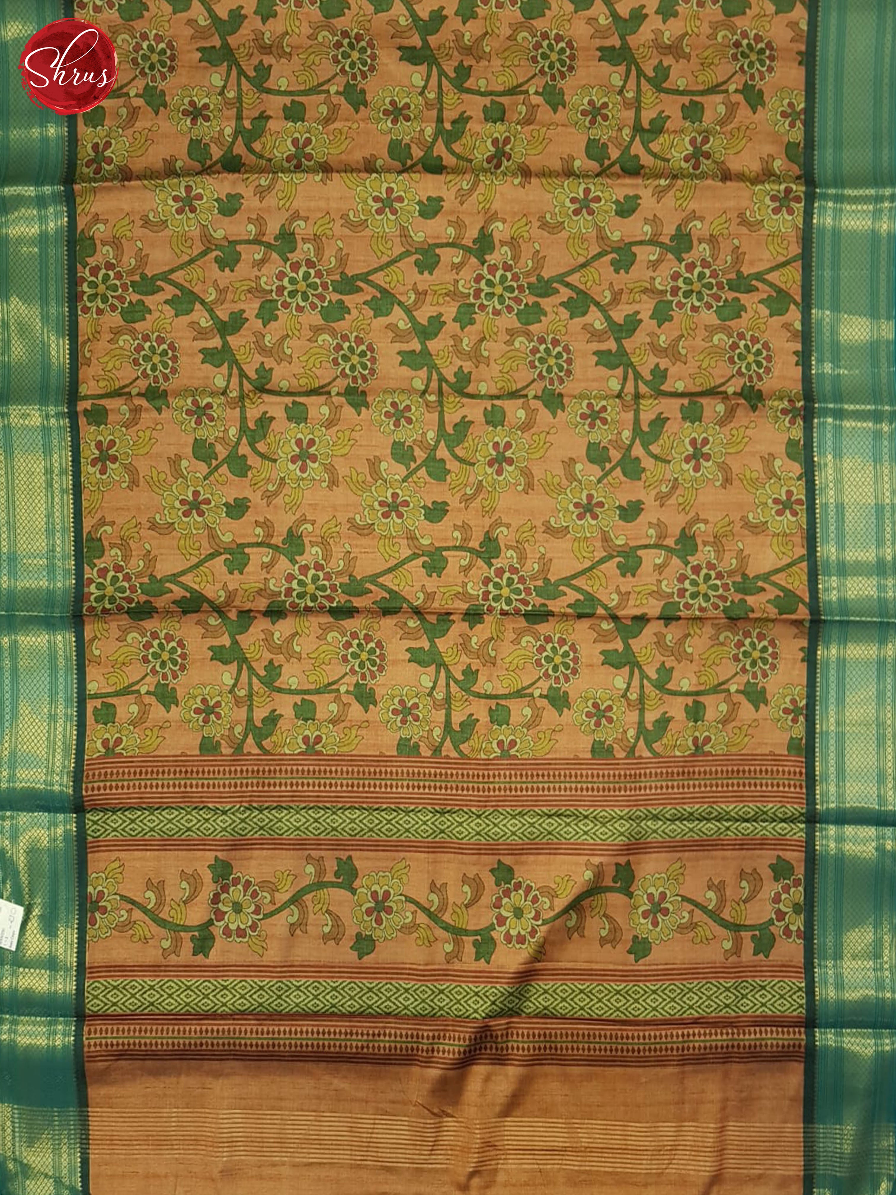 Pale Orange& Green- Semi Crepe Saree - Shop on ShrusEternity.com