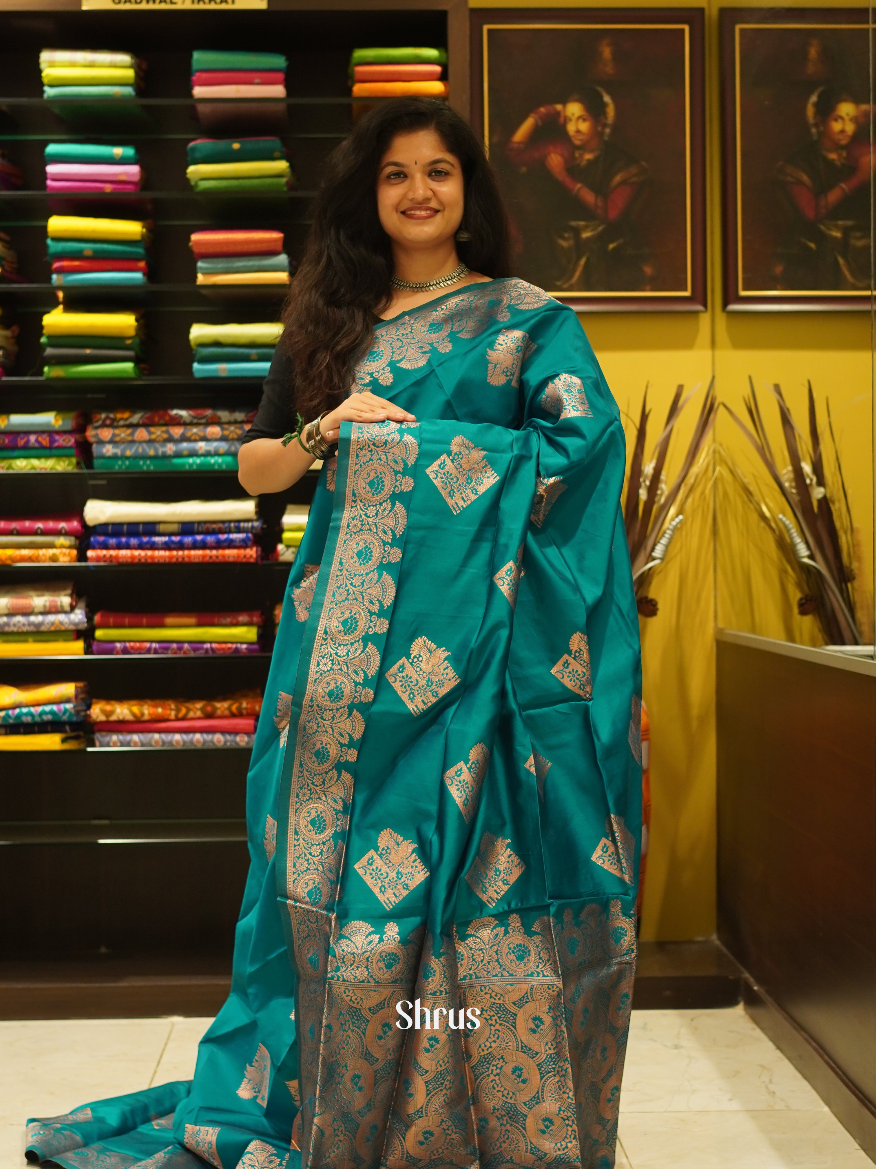 Green(single tone)-semi soft silk saree - Shop on ShrusEternity.com