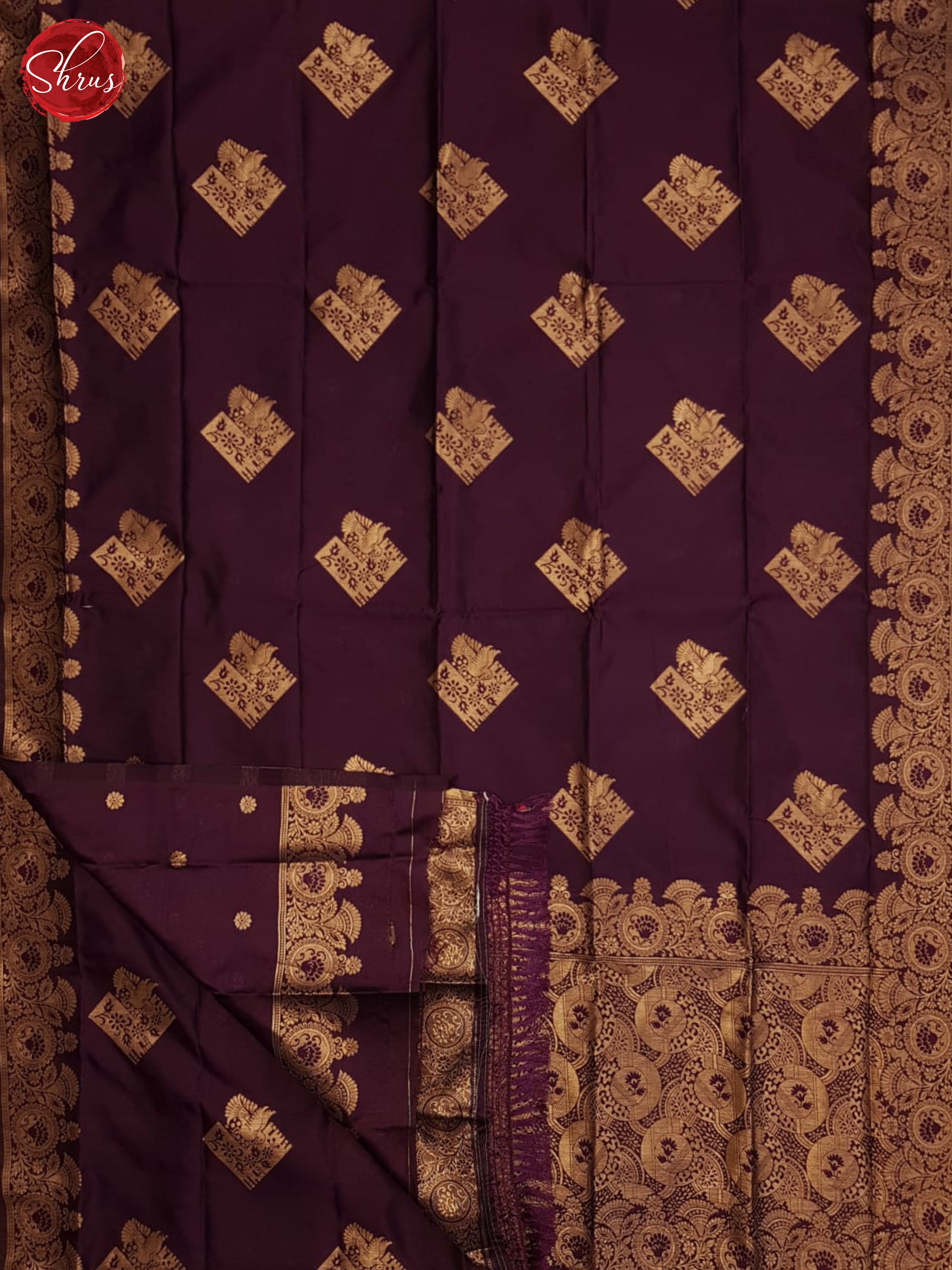 Deep Wine(single tone)- Semi sft silk saree - Shop on ShrusEternity.com