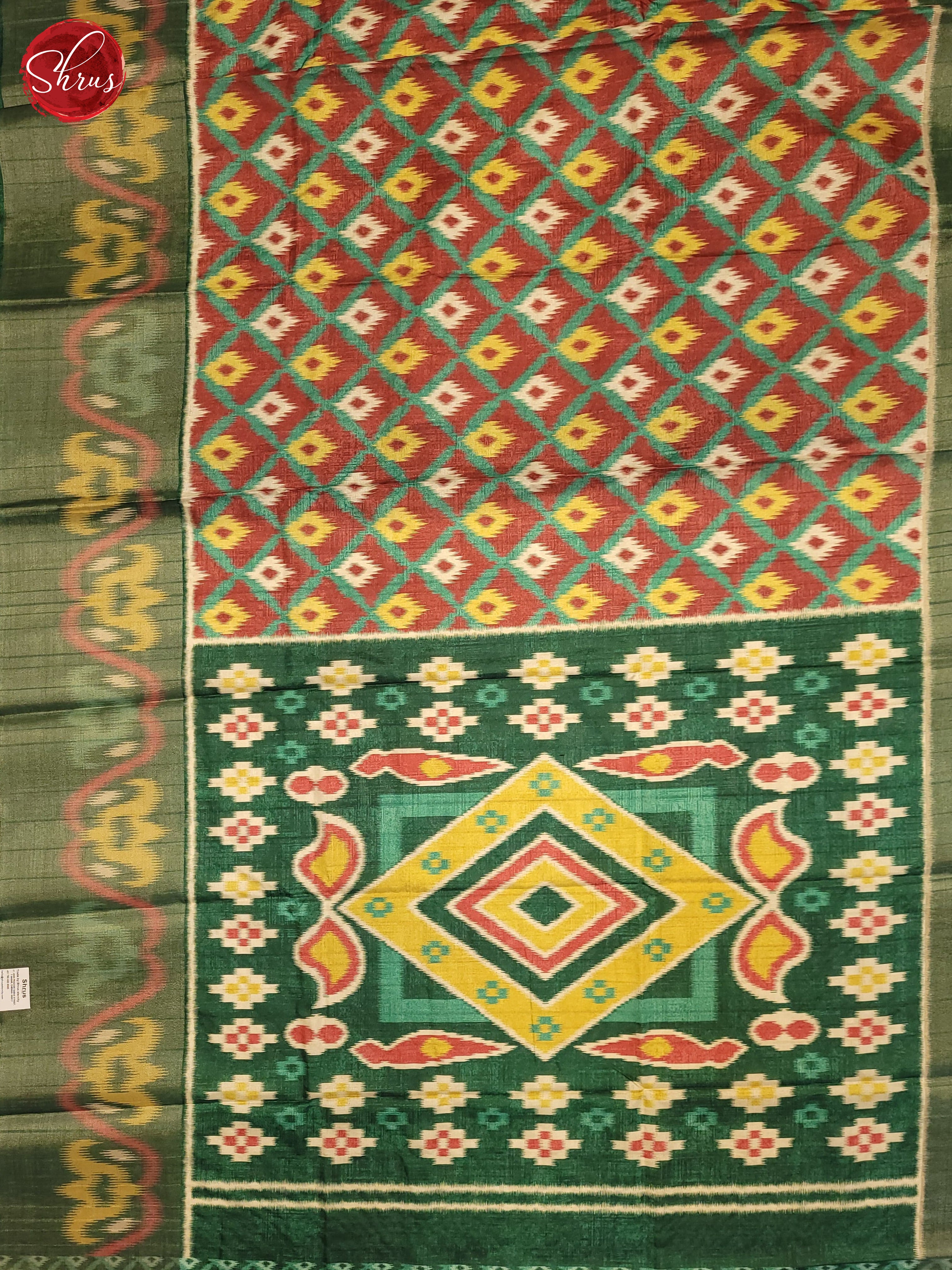 Red & Green - Semi Pochampally Saree - Shop on ShrusEternity.com