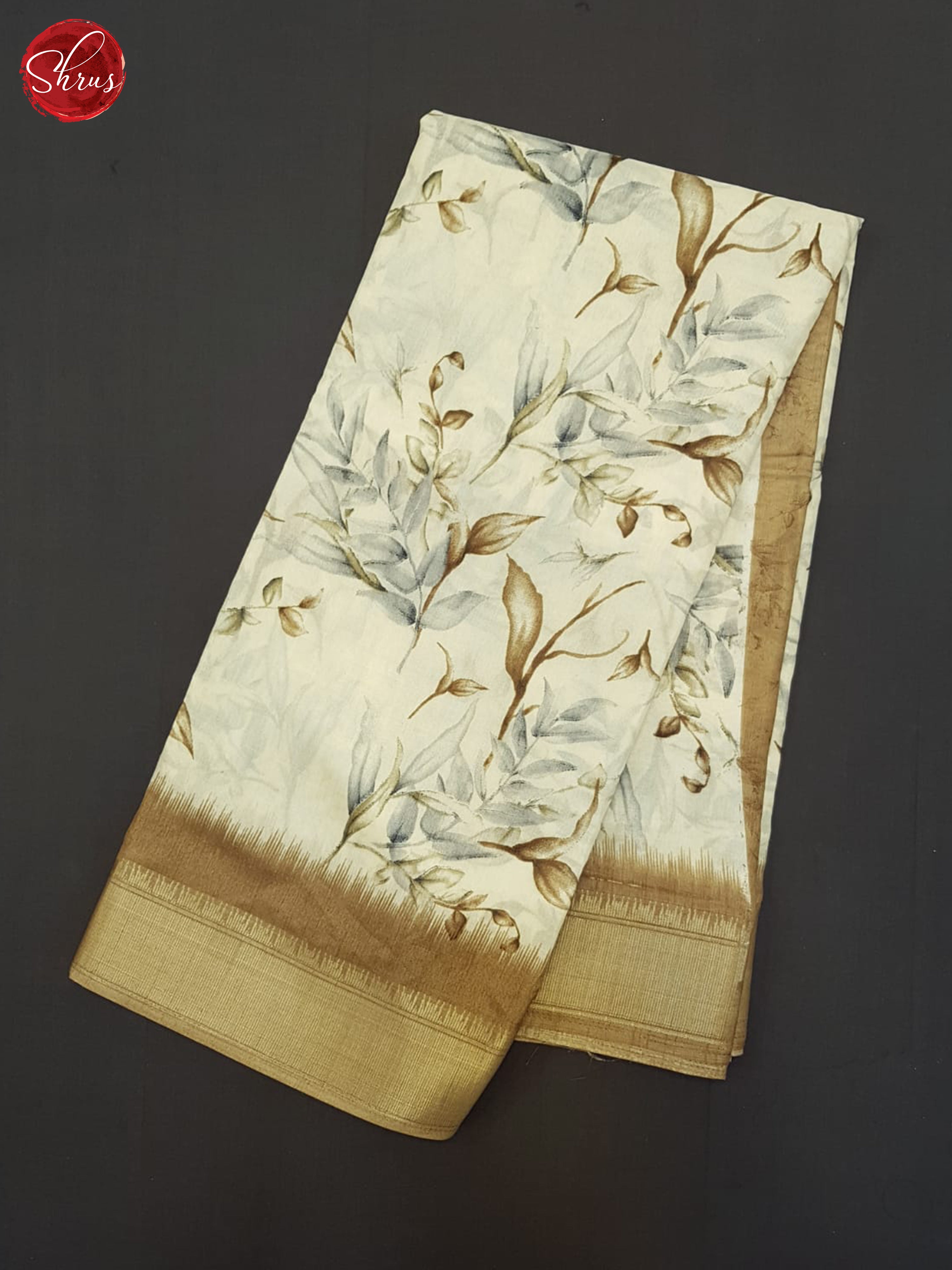 Cream & Brown - Semi Crepe Saree - Shop on ShrusEternity.com