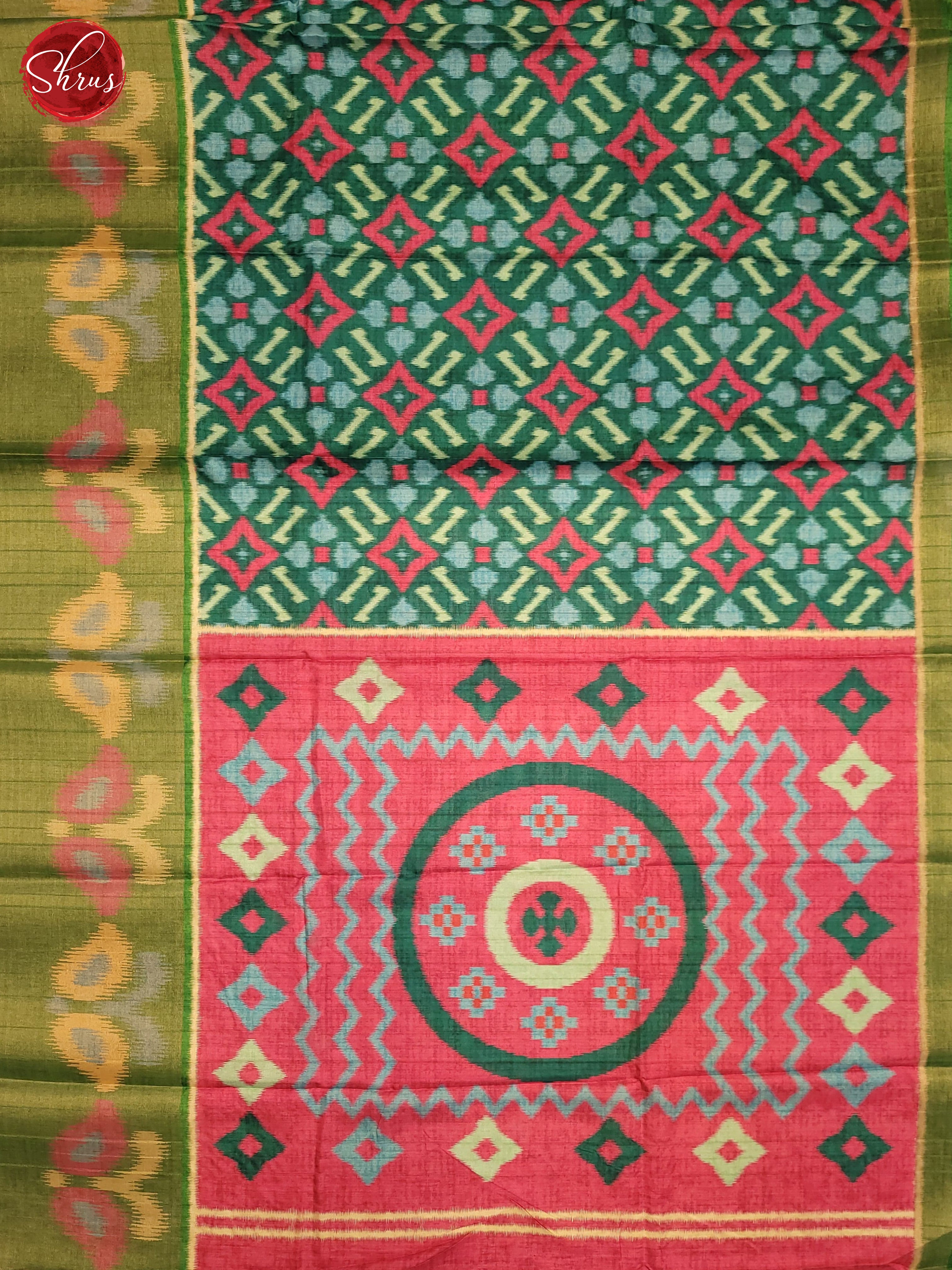 Dark Green & Green- Semi Pochampally Saree - Shop on ShrusEternity.com