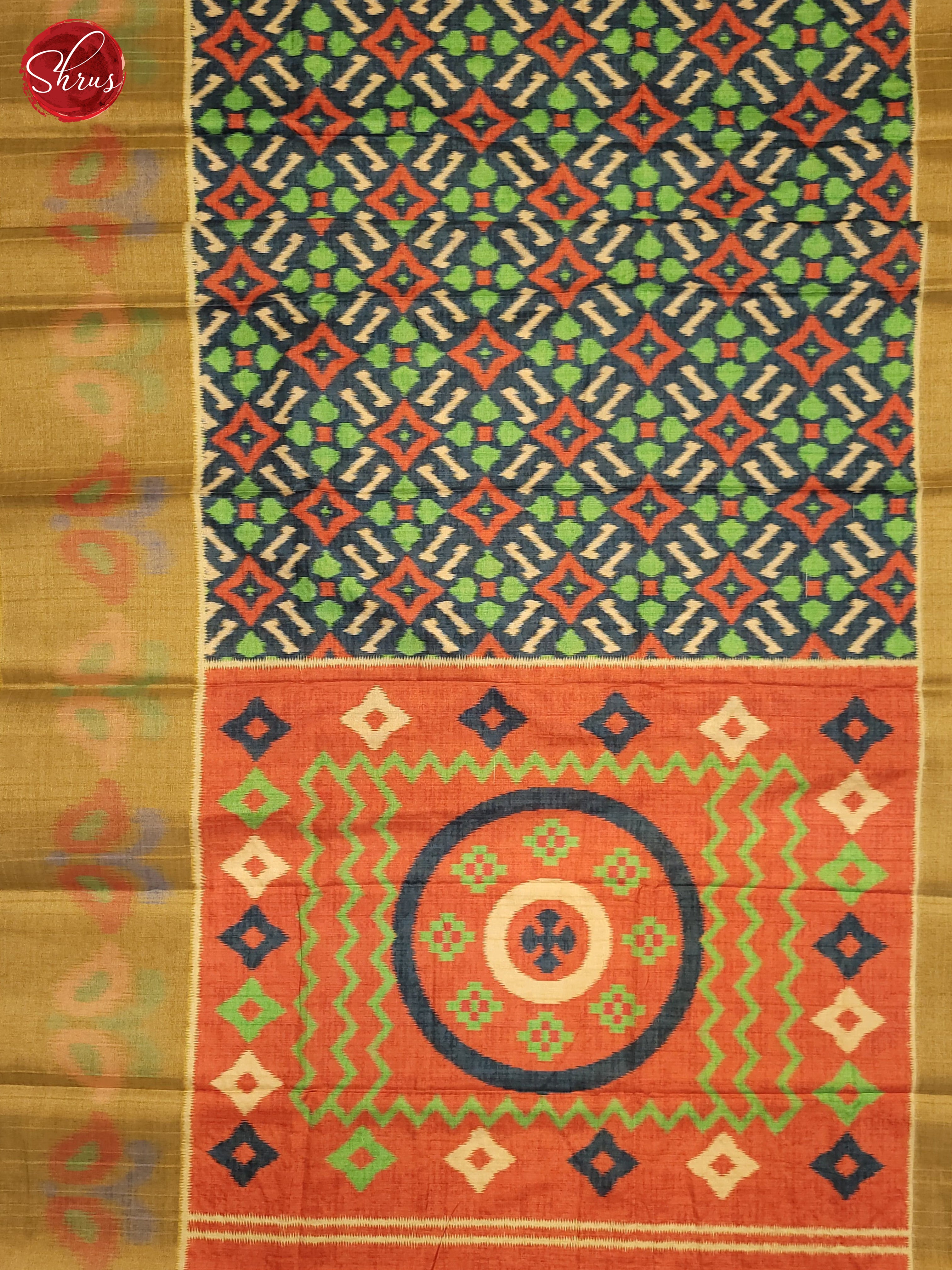 Blue & Orange- Semi Pochampally Saree - Shop on ShrusEternity.com