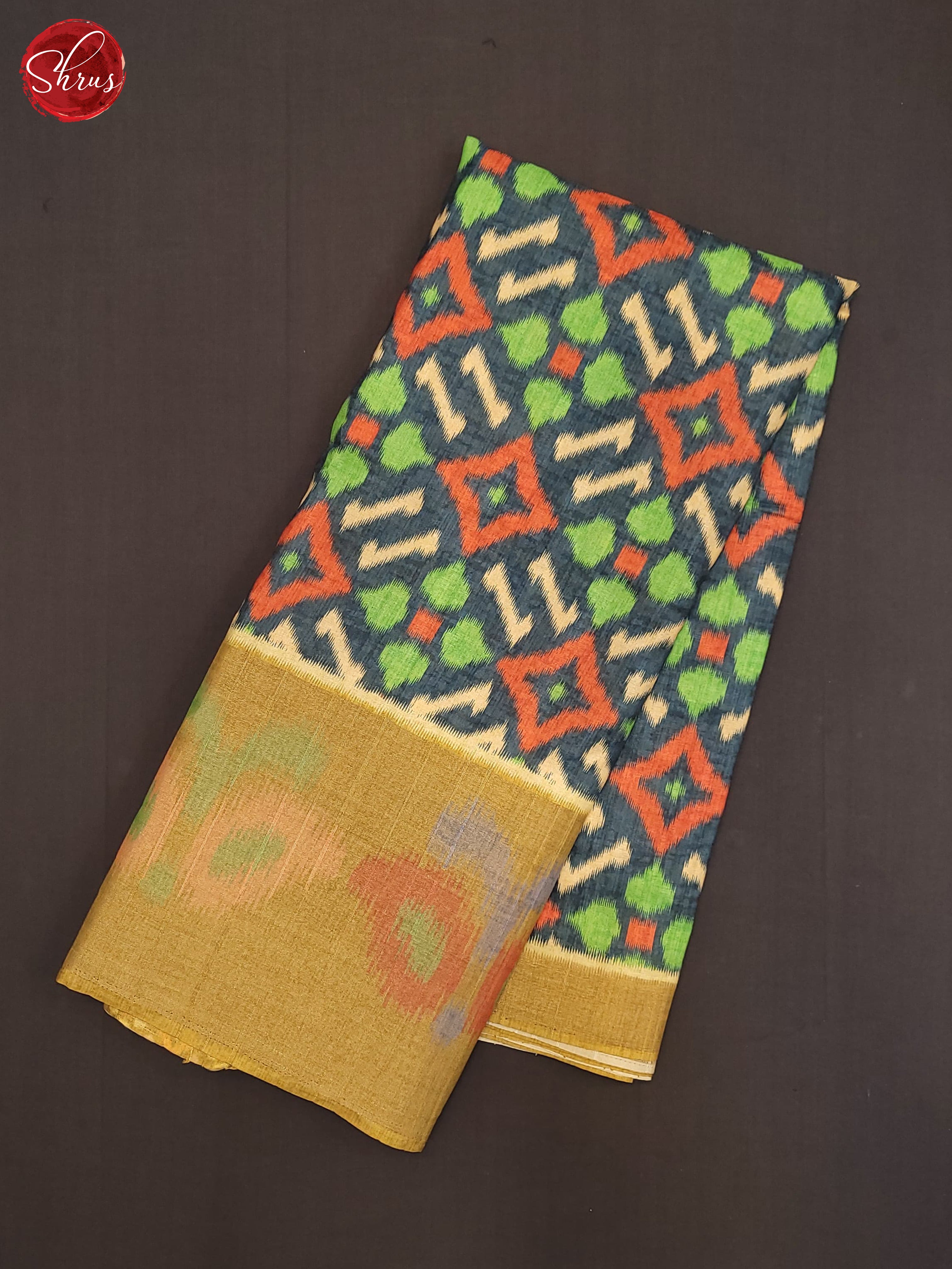 Blue & Orange- Semi Pochampally Saree - Shop on ShrusEternity.com