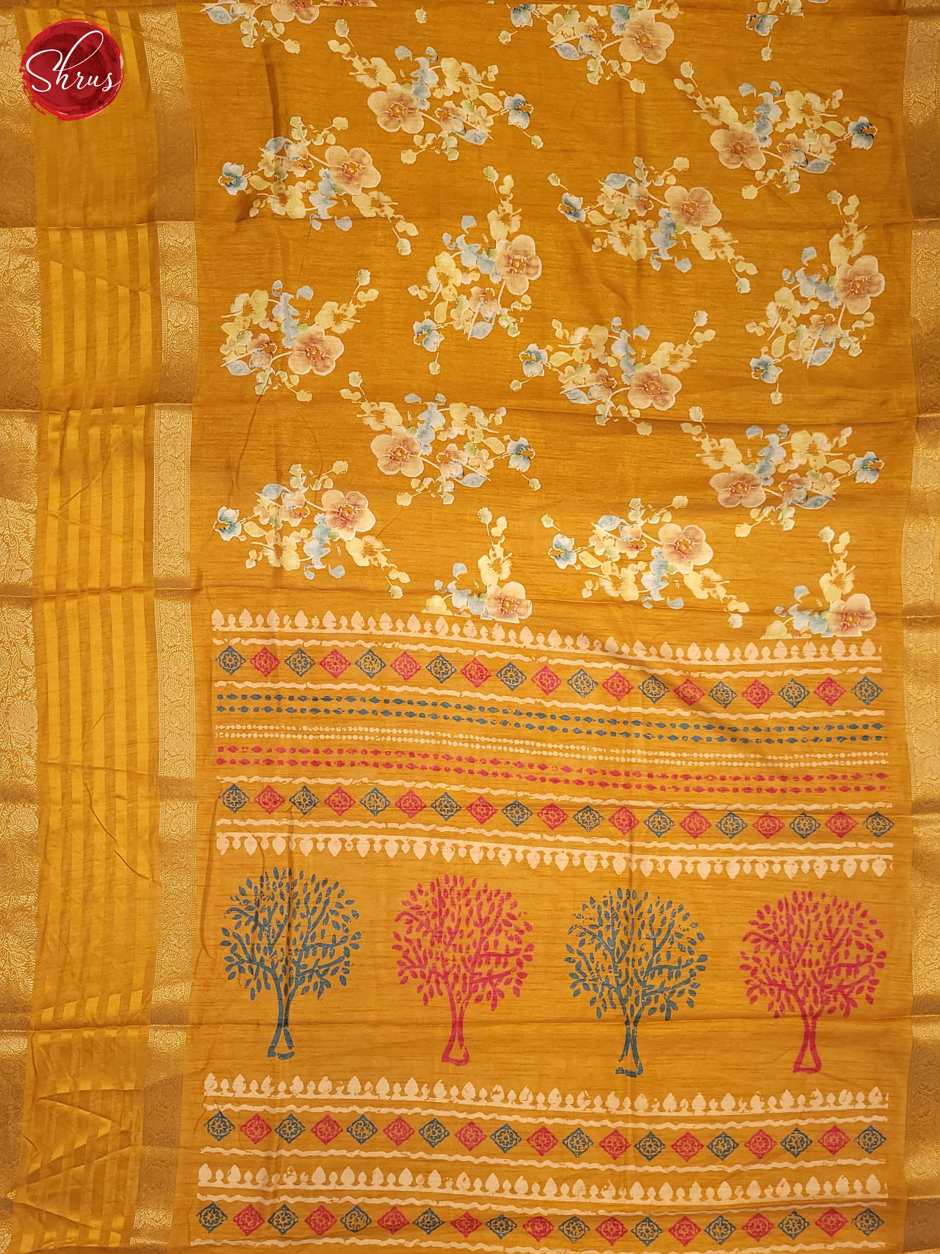 Mustard(Single Tone)- Semi Crepe Saree - Shop on ShrusEternity.com