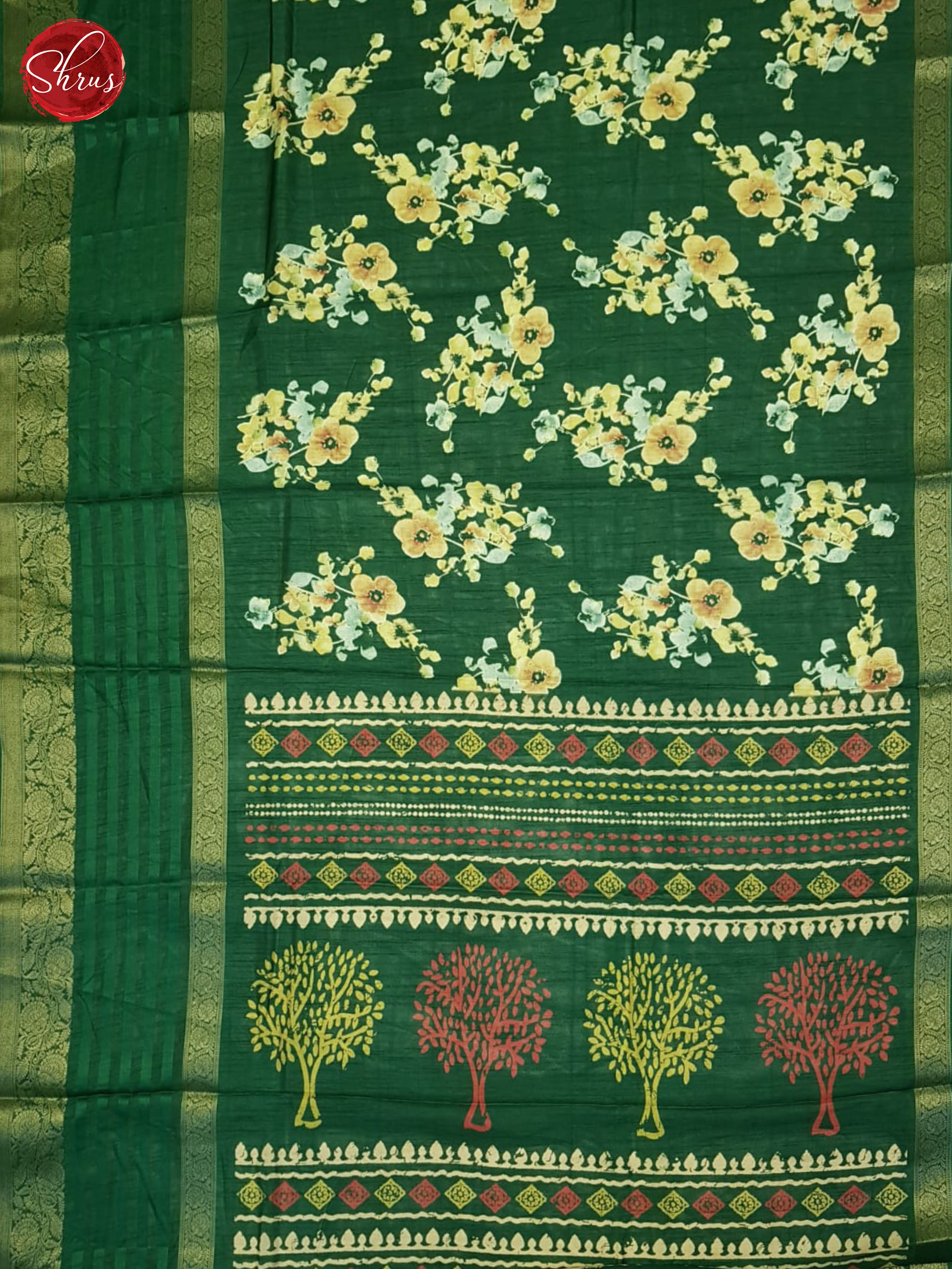 Green - Semi Crepe Saree - Shop on ShrusEternity.com