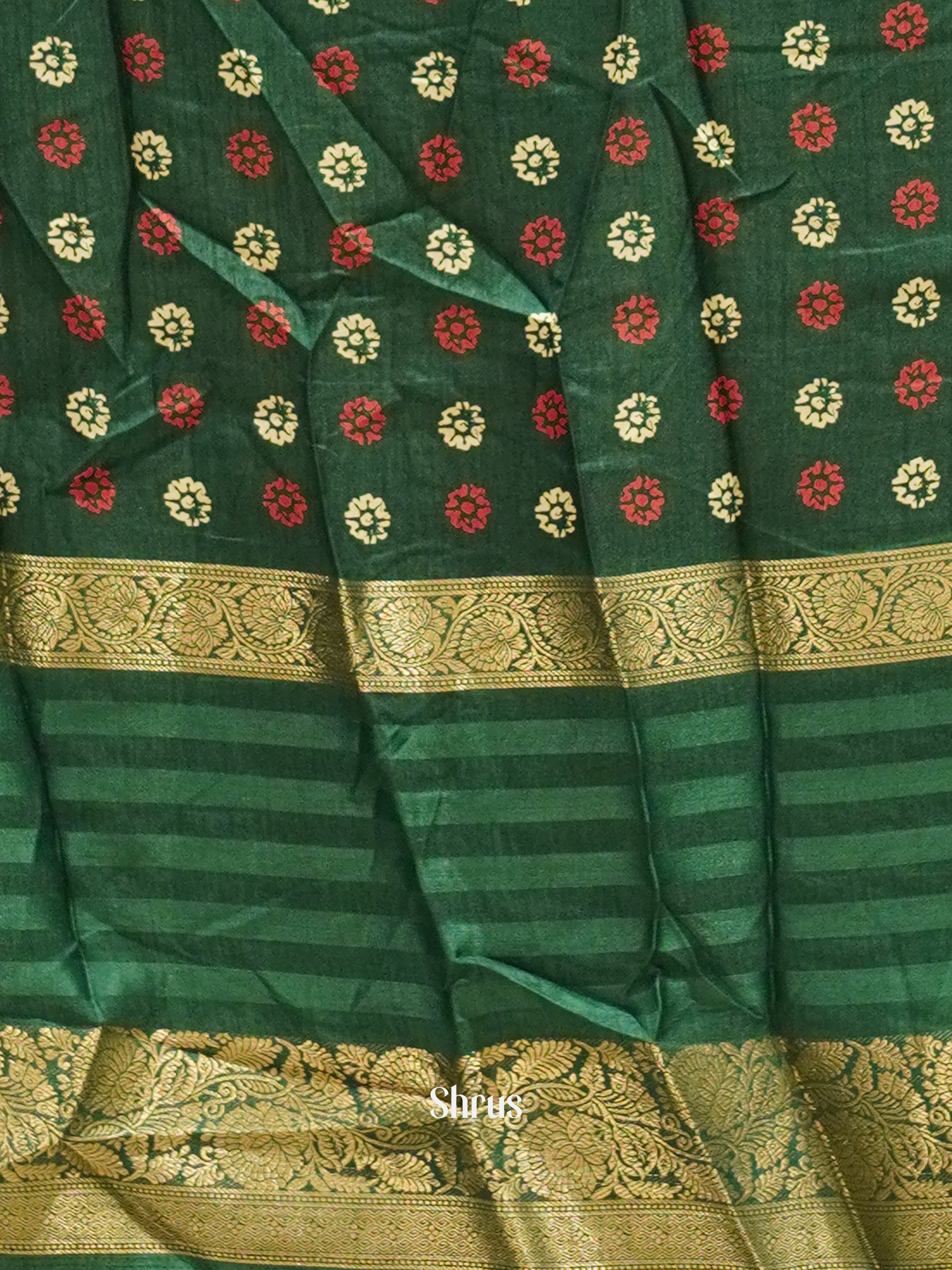 Green - Semi Crepe Saree - Shop on ShrusEternity.com