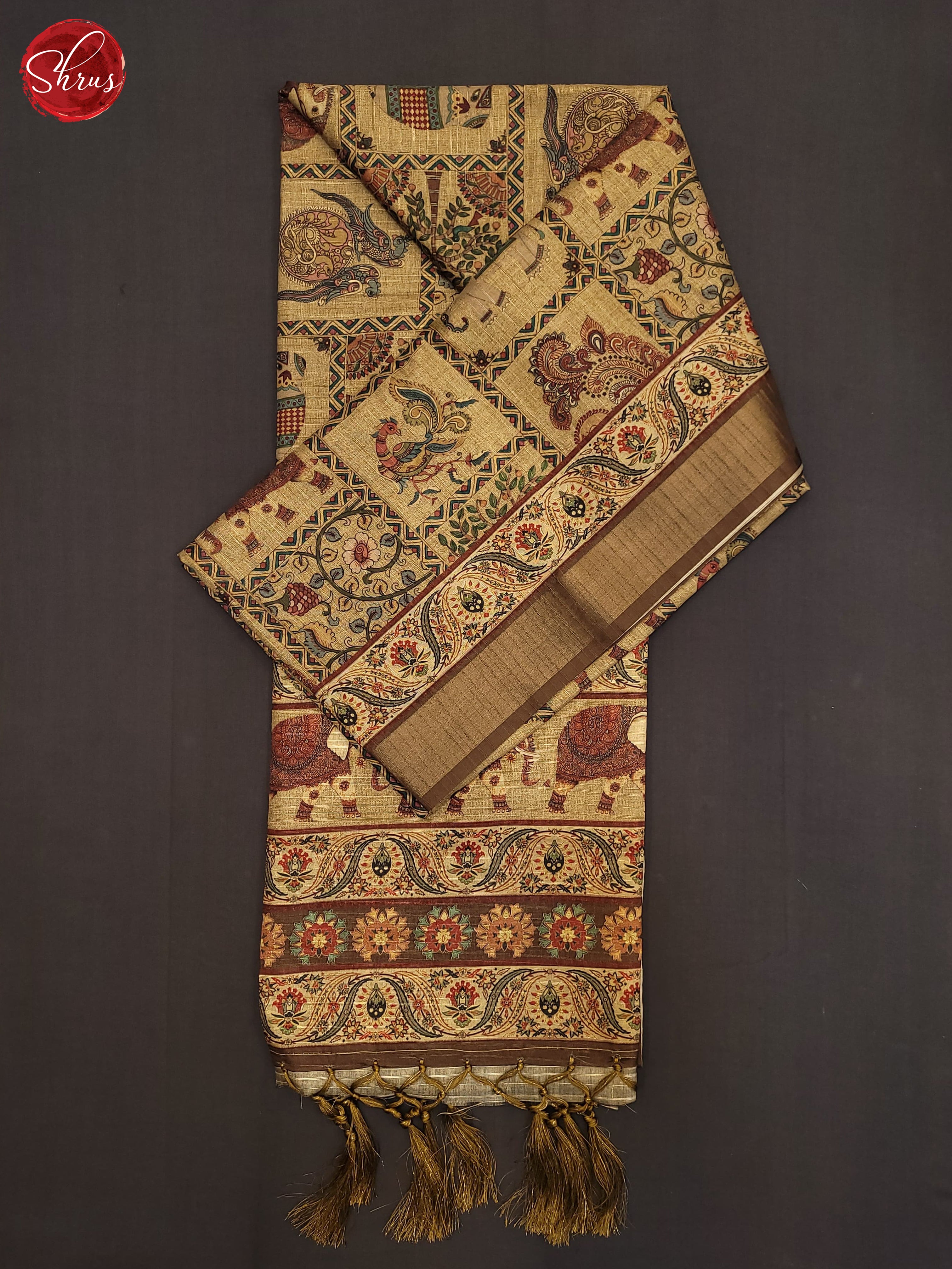 Mehandi Green & Brown - Semi Tussar Saree - Shop on ShrusEternity.com