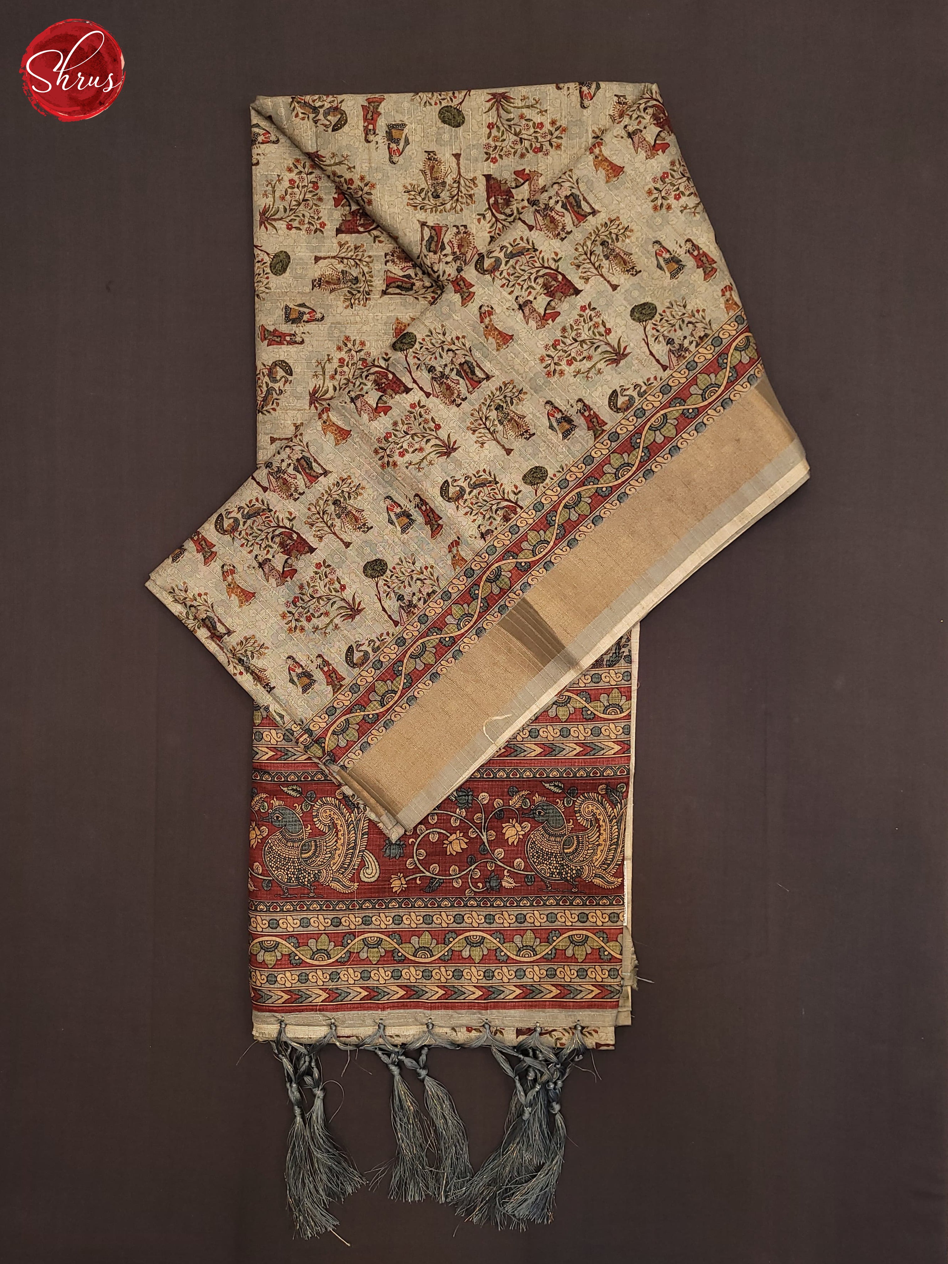 Grey & Brown - Semi Tussar Saree - Shop on ShrusEternity.com