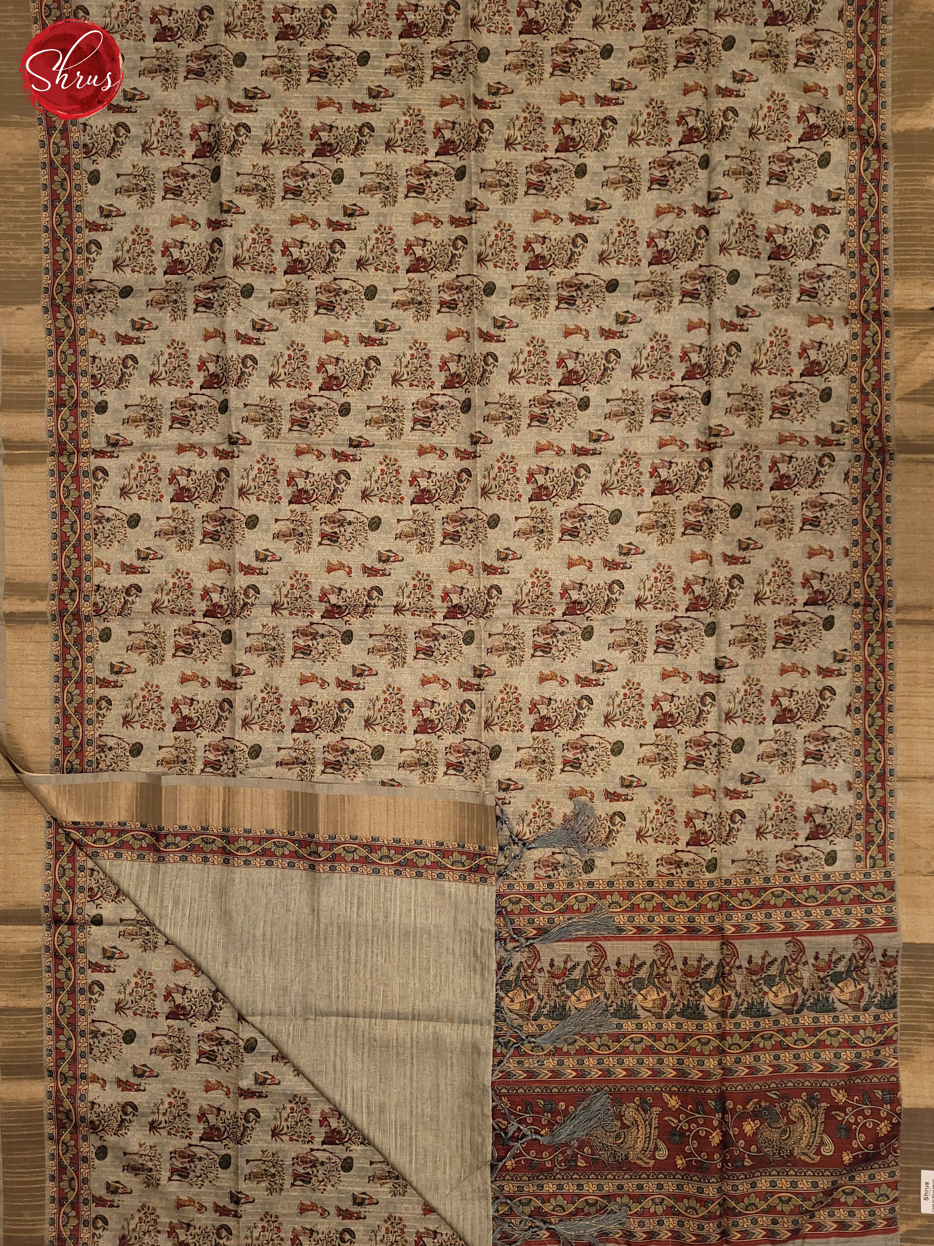 Grey & Brown - Semi Tussar Saree - Shop on ShrusEternity.com
