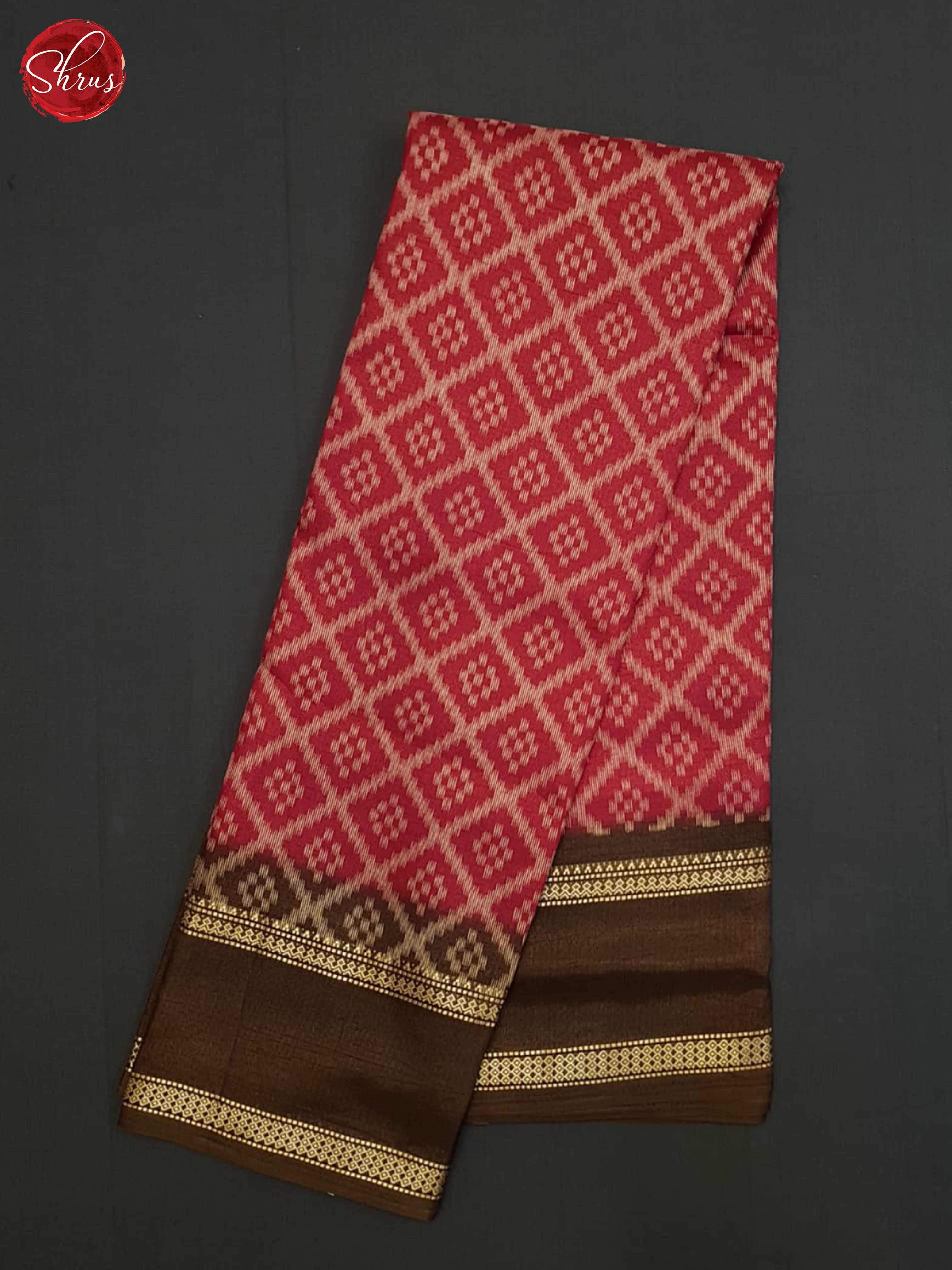Red And Brown-Semi Crepe Saree - Shop on ShrusEternity.com