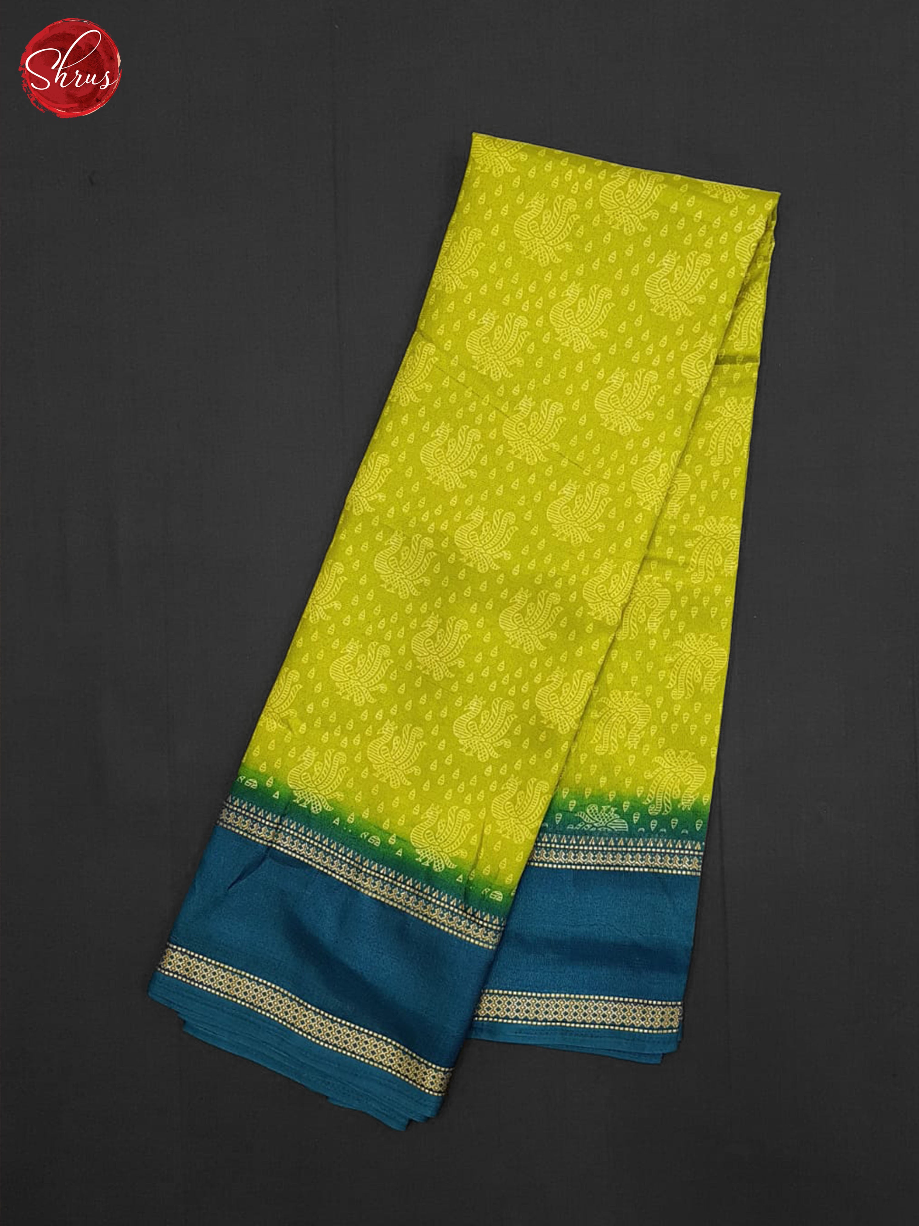 Green And Blue-Semi Crepe Saree - Shop on ShrusEternity.com