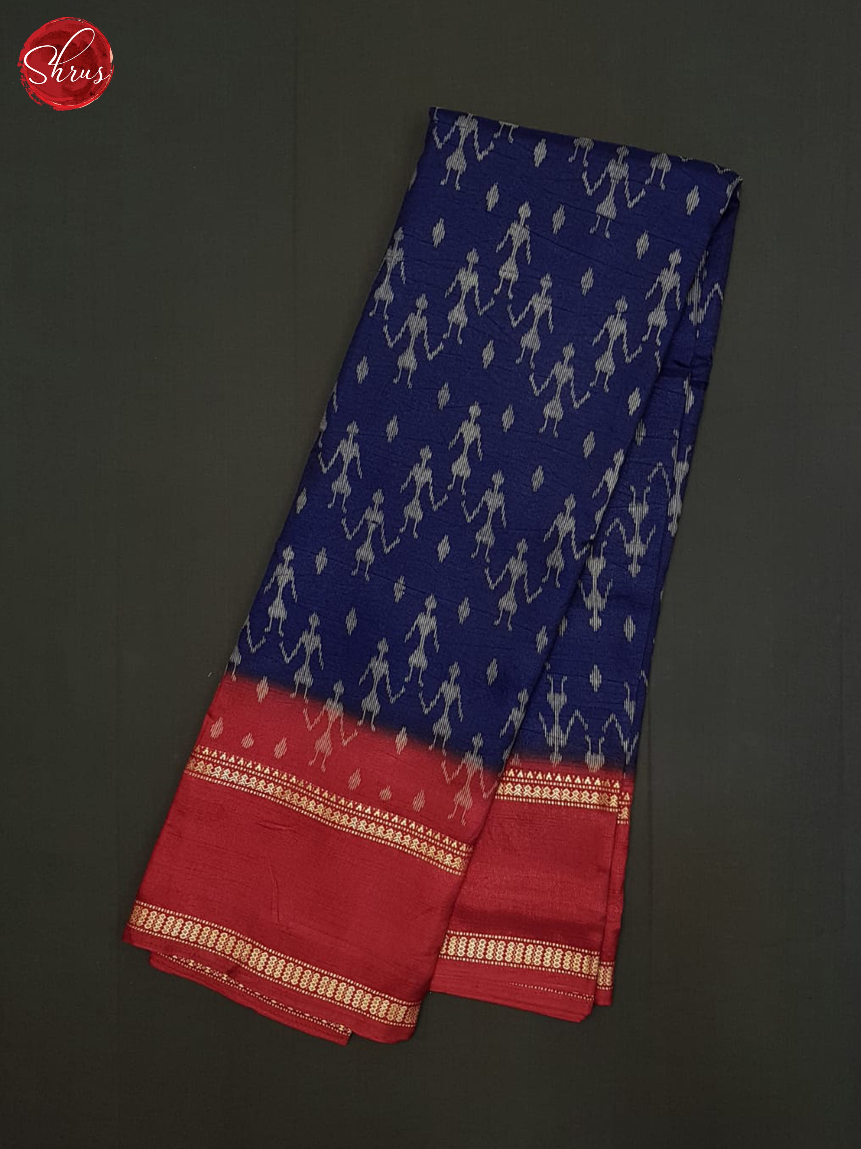 Blue And Red- Semi crepe saree - Shop on ShrusEternity.com