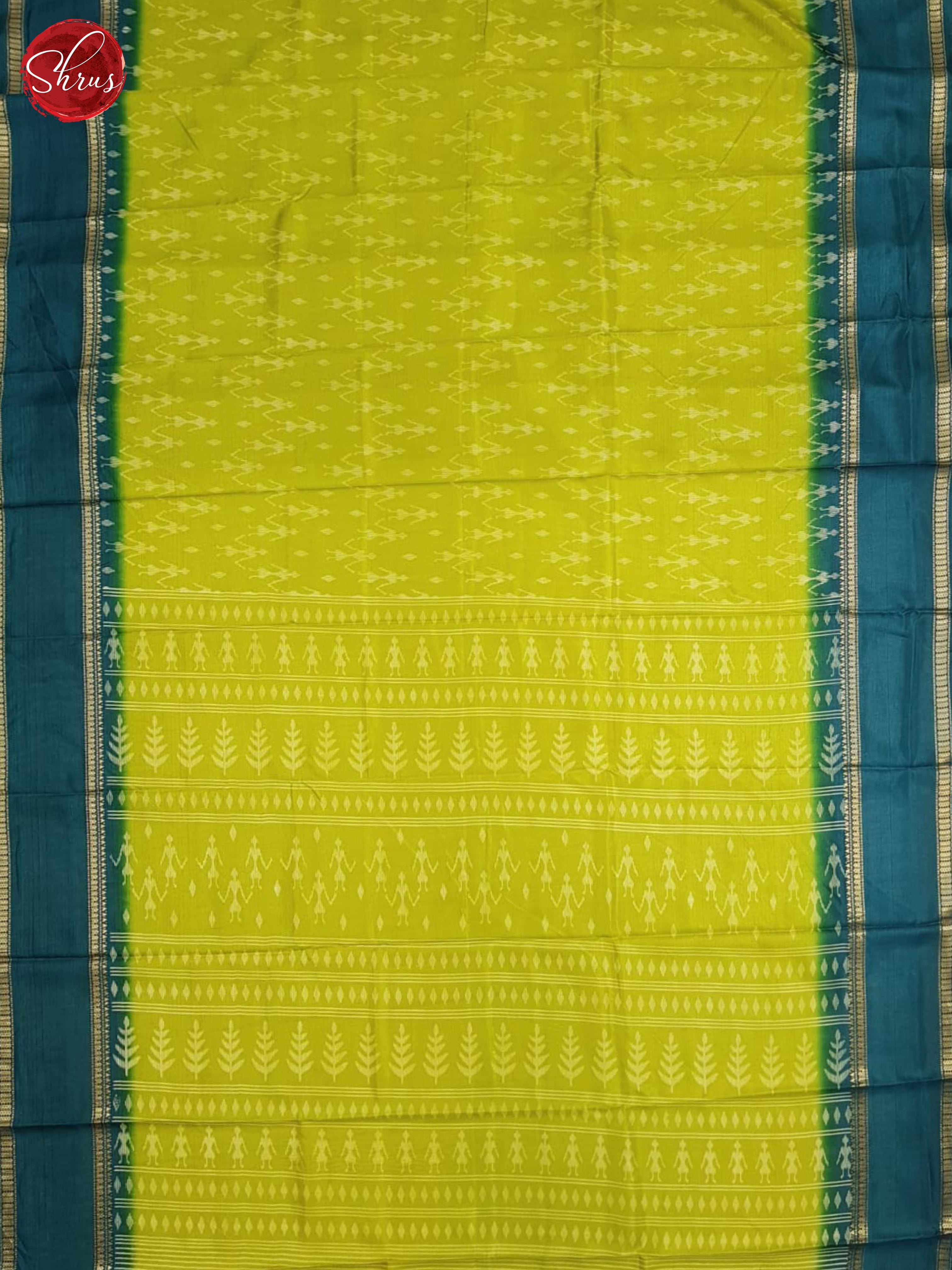 Green And Peacock Blue- Semi crepe Saree - Shop on ShrusEternity.com