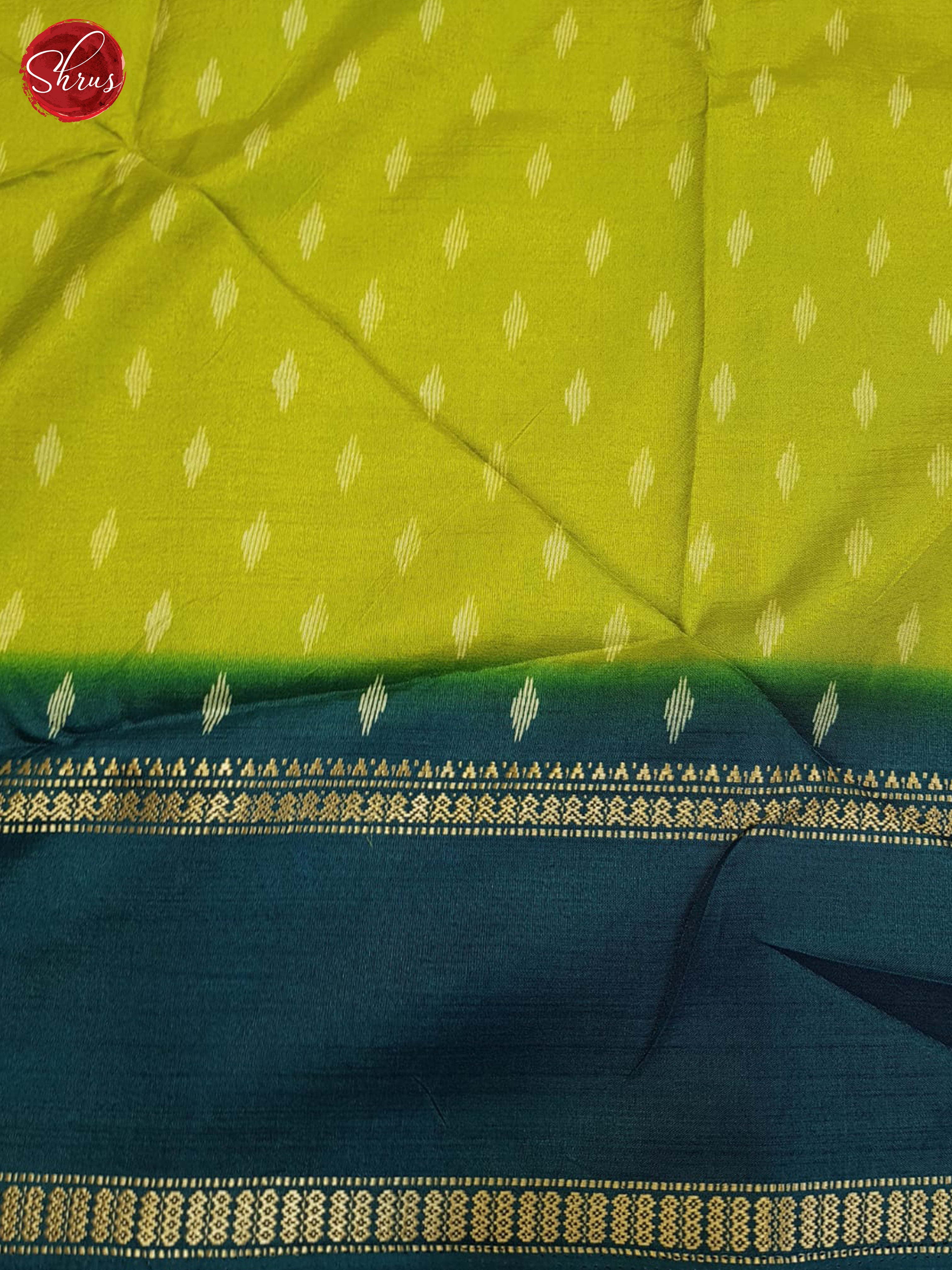 Green And Peacock Blue- Semi crepe Saree - Shop on ShrusEternity.com